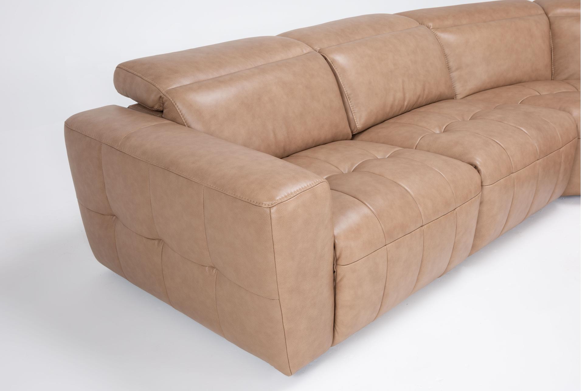 miles brown orange leather 121" 5 piece power reclining modular sectional | adjustable headrests | reversible | usb 17 miles brown orange leather 121" 5 piece power reclining modular sectional | adjustable headrests | reversible | usb