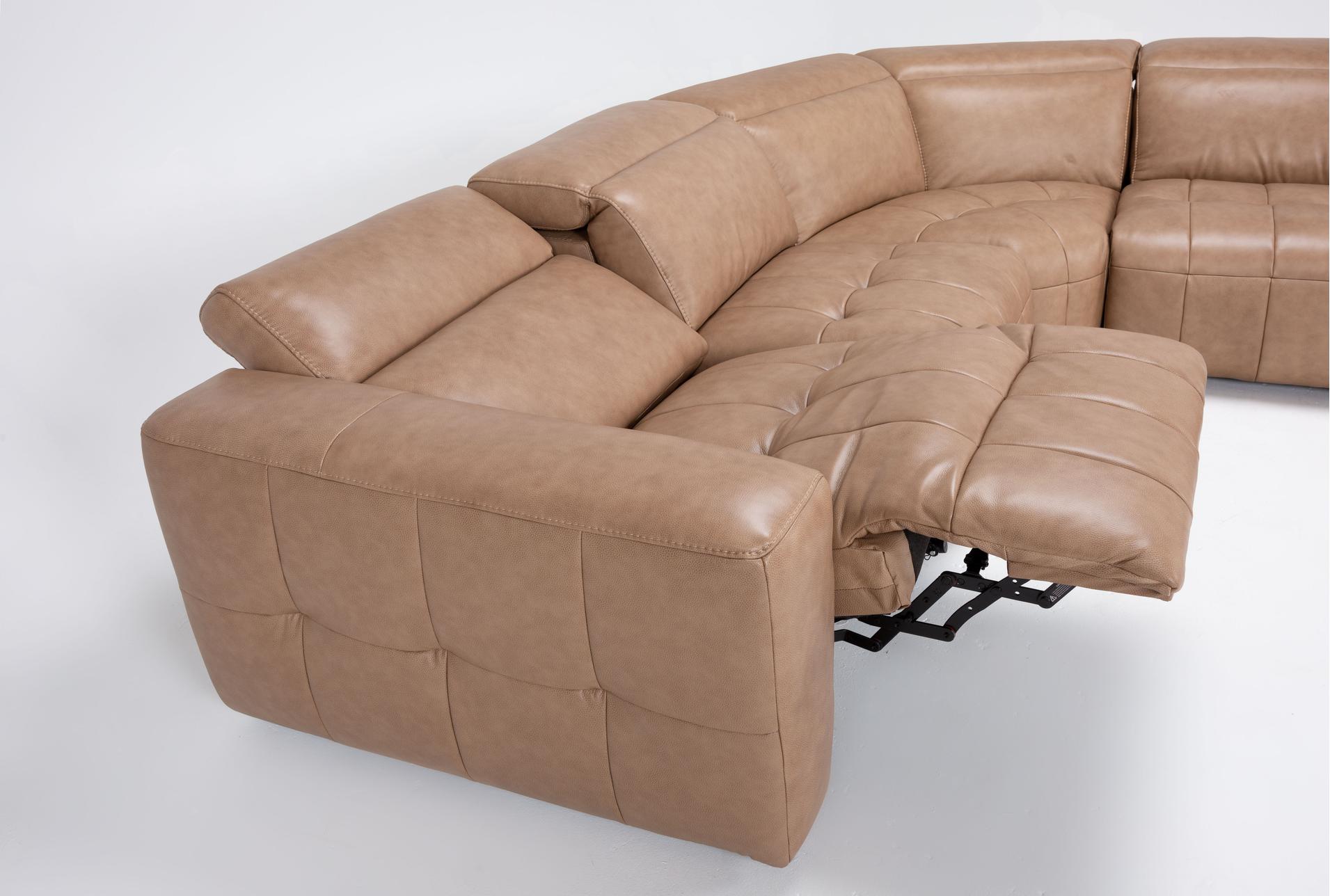 miles brown orange leather 121" 5 piece power reclining modular sectional | adjustable headrests | reversible | usb 18 miles brown orange leather 121" 5 piece power reclining modular sectional | adjustable headrests | reversible | usb