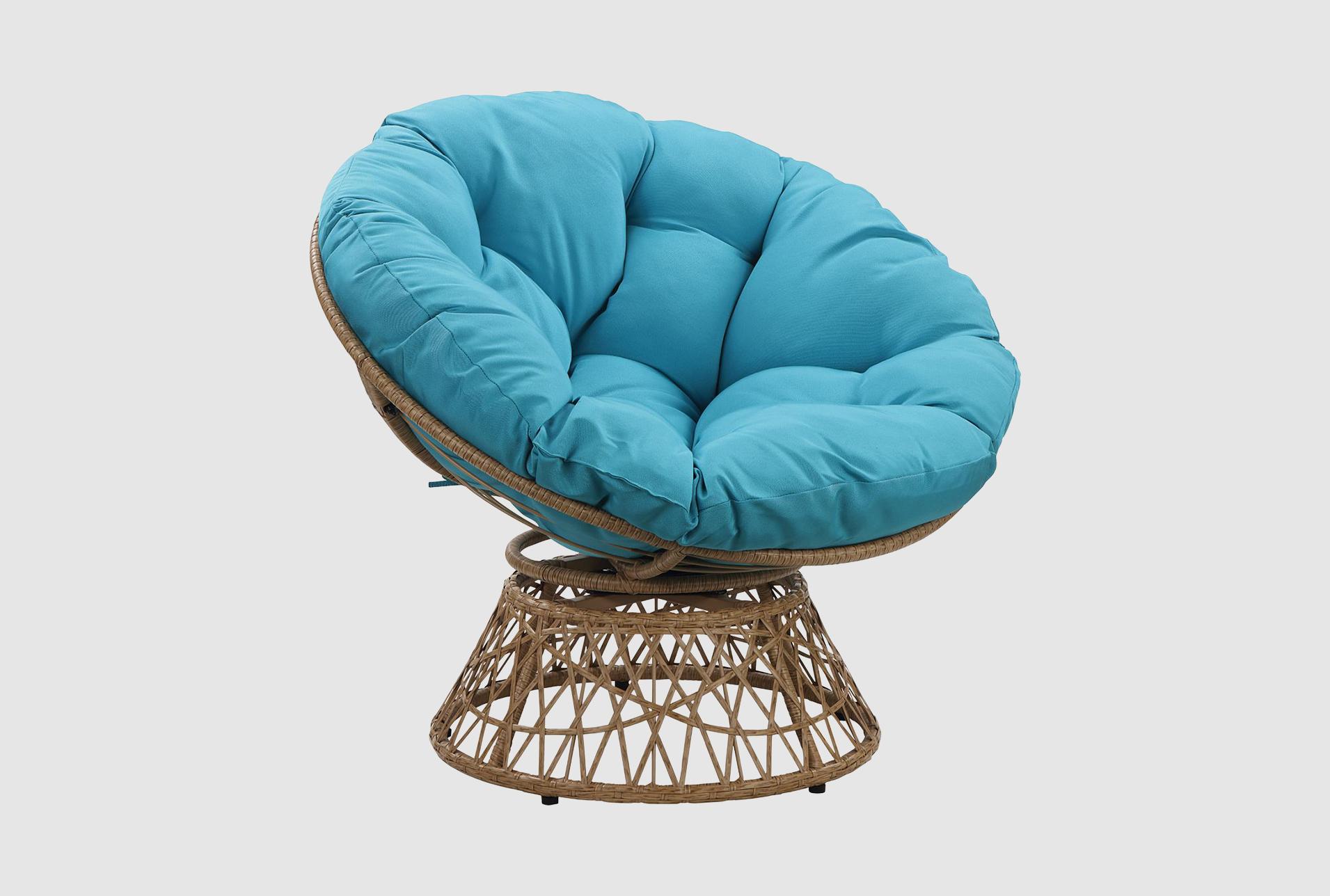 soleil blue fabric swivel papasan chair with natural wood wicker weave | high performance fabric 1 soleil blue fabric swivel papasan chair with natural wood wicker weave | high performance fabric