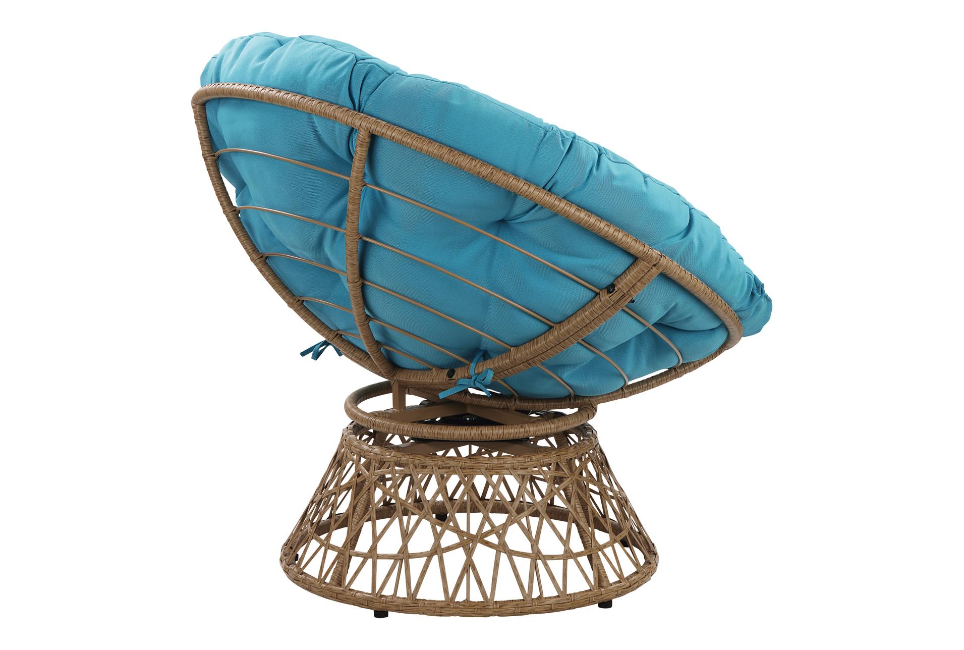 soleil blue fabric swivel papasan chair with natural wood wicker weave | high performance fabric 6 soleil blue fabric swivel papasan chair with natural wood wicker weave | high performance fabric