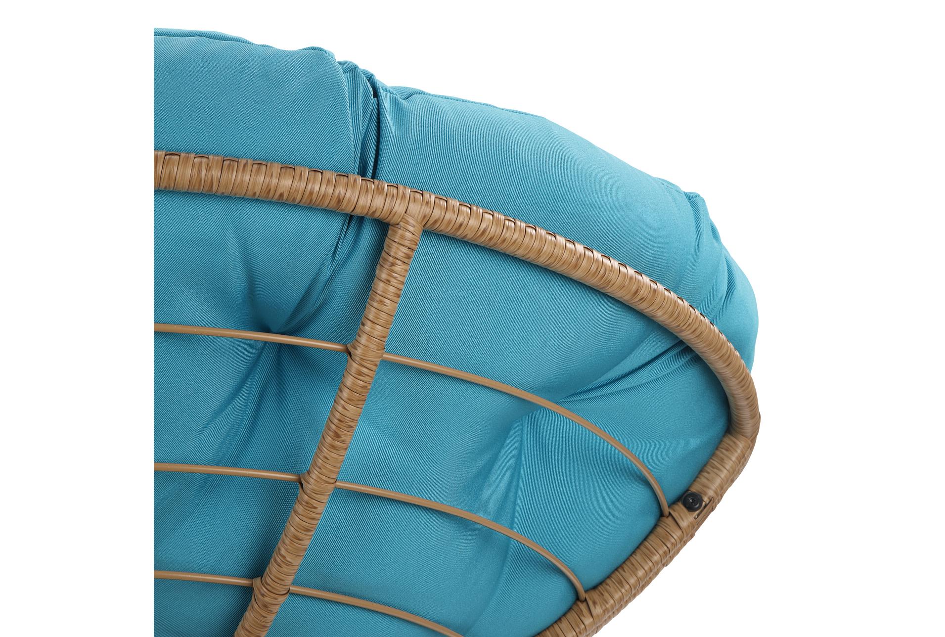 soleil blue fabric swivel papasan chair with natural wood wicker weave | high performance fabric 7 soleil blue fabric swivel papasan chair with natural wood wicker weave | high performance fabric