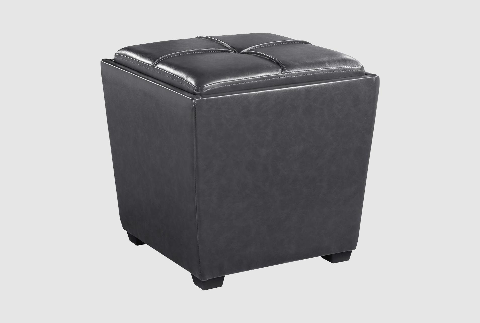 rockford square wood storage ottoman in pewter faux leather 1 rockford square wood storage ottoman in pewter faux leather
