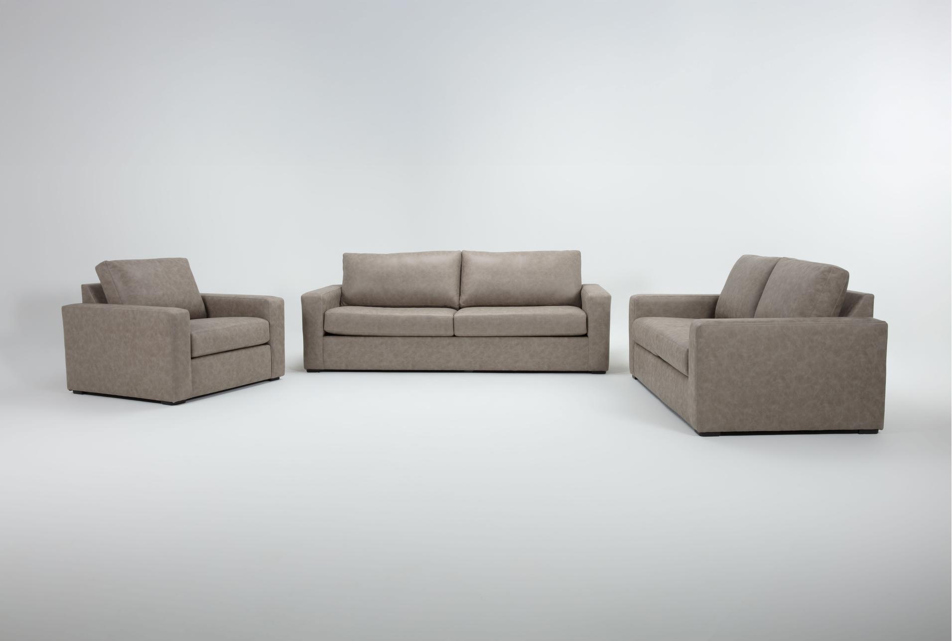 araceli ii taupe beige brown vegan faux leather 3 piece 95" sofa loveseat & oversized chair set 1 araceli ii taupe beige brown vegan faux leather 3 piece 95" sofa loveseat & oversized chair set