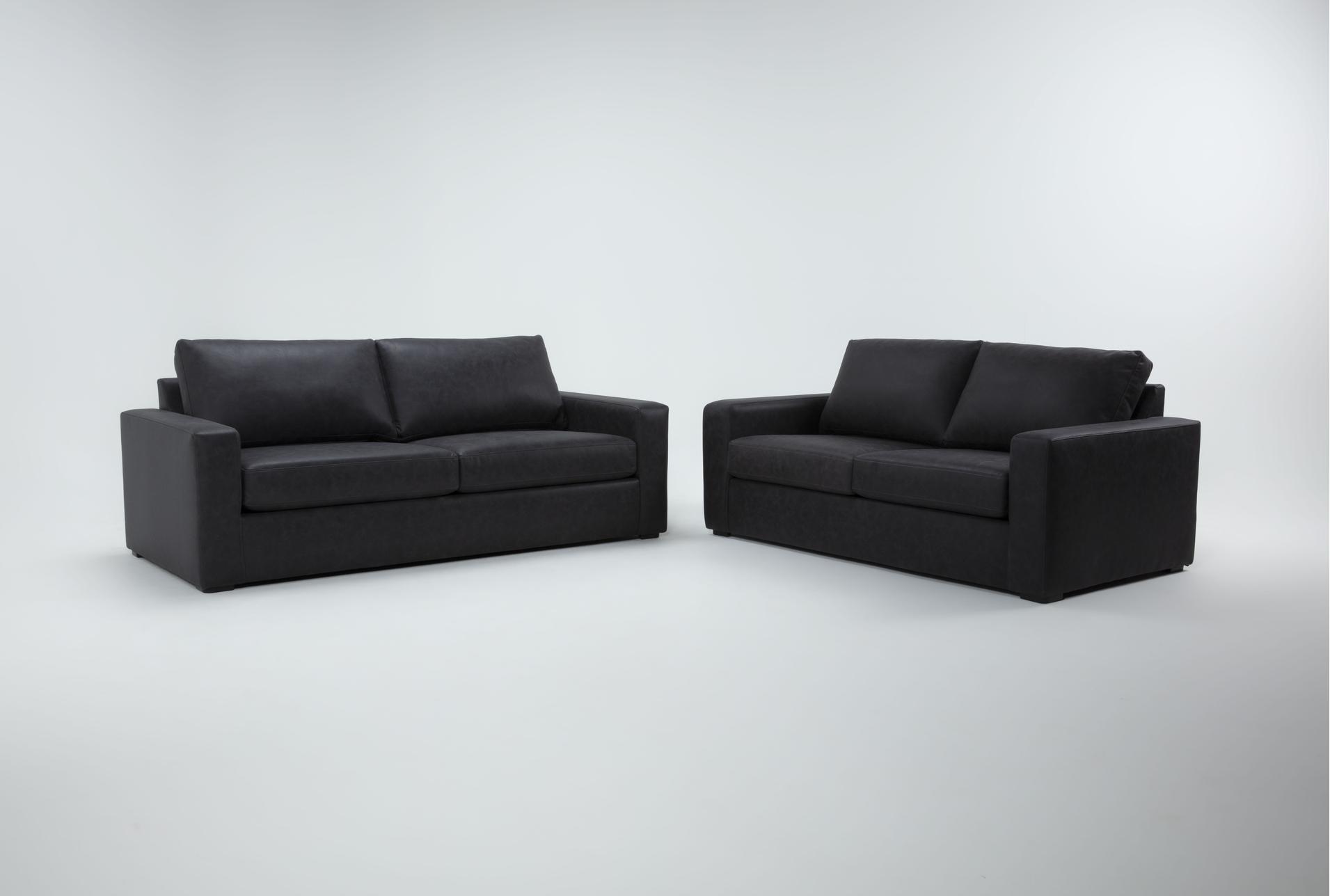 araceli ii charcoal grey black vegan faux leather 2 piece condo 86" queen sleeper sofa & loveseat set 1 araceli ii charcoal grey black vegan faux leather 2 piece condo 86" queen sleeper sofa & loveseat set