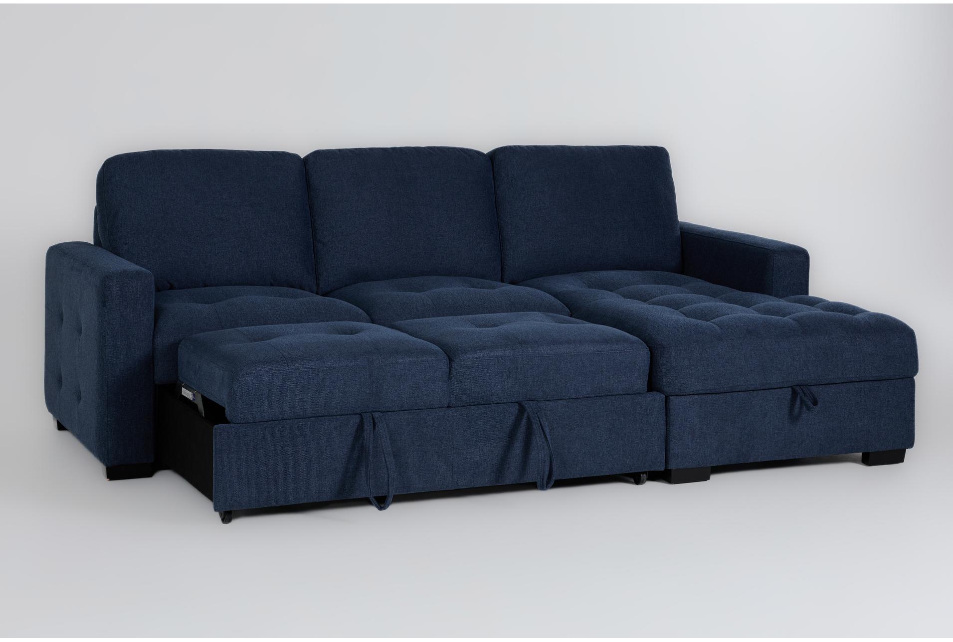 keaton blue tufted fabric 100" 2 piece l-shaped convertible futon sleeper sectional with right arm facing storage chaise 15 keaton blue tufted fabric 100" 2 piece l-shaped convertible futon sleeper sectional with right arm facing storage chaise