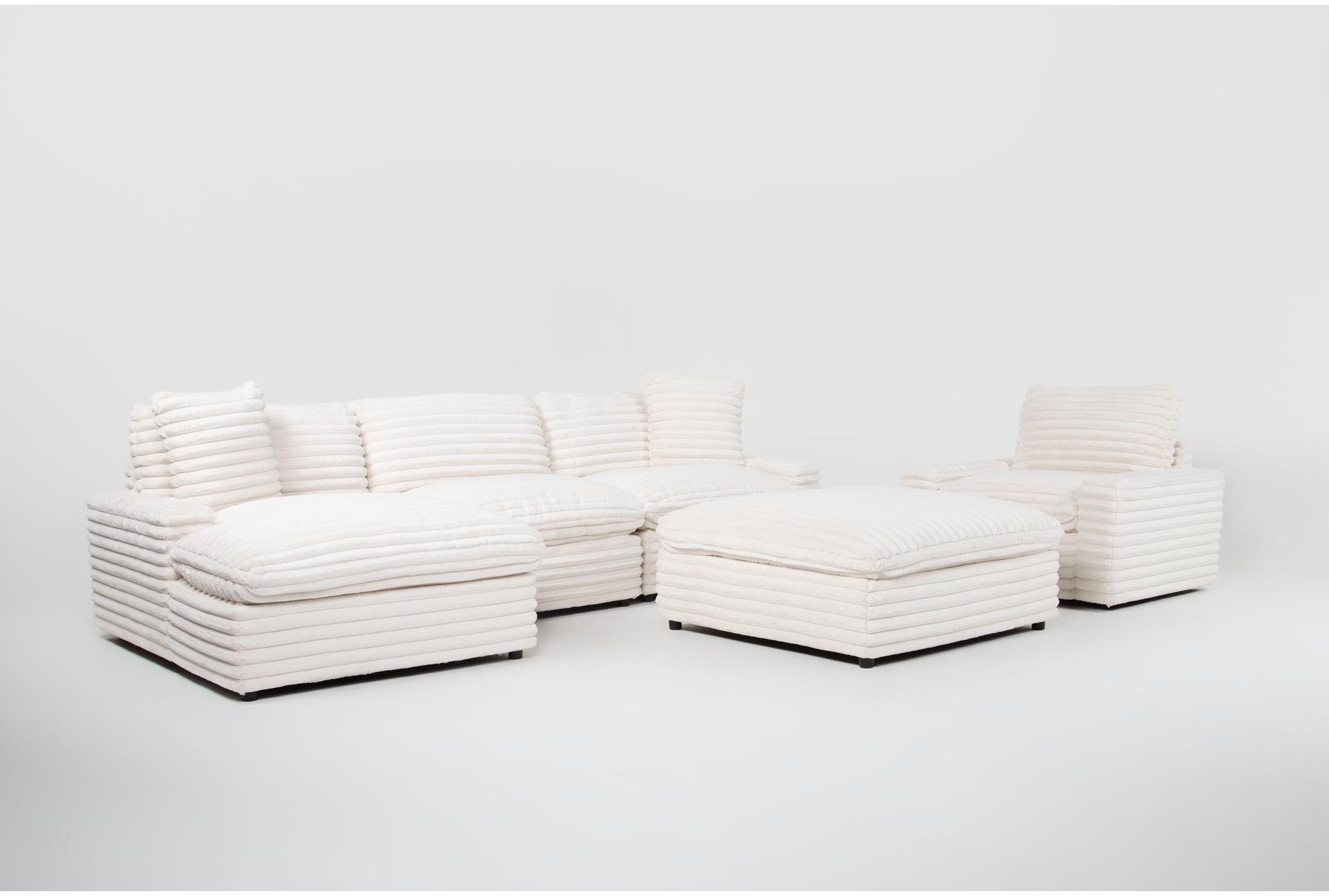 serenity fluffy cream corduroy oversized 3 piece sofa with left arm facing chaise, swivel chair & cocktail ottoman 1 serenity fluffy cream corduroy oversized 3 piece sofa with left arm facing chaise, swivel chair & cocktail ottoman