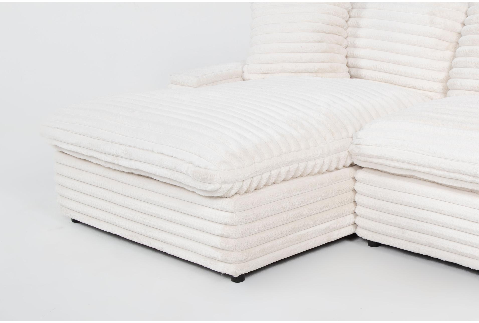 serenity fluffy cream corduroy oversized 3 piece sofa with left arm facing chaise, swivel chair & cocktail ottoman 10 serenity fluffy cream corduroy oversized 3 piece sofa with left arm facing chaise, swivel chair & cocktail ottoman