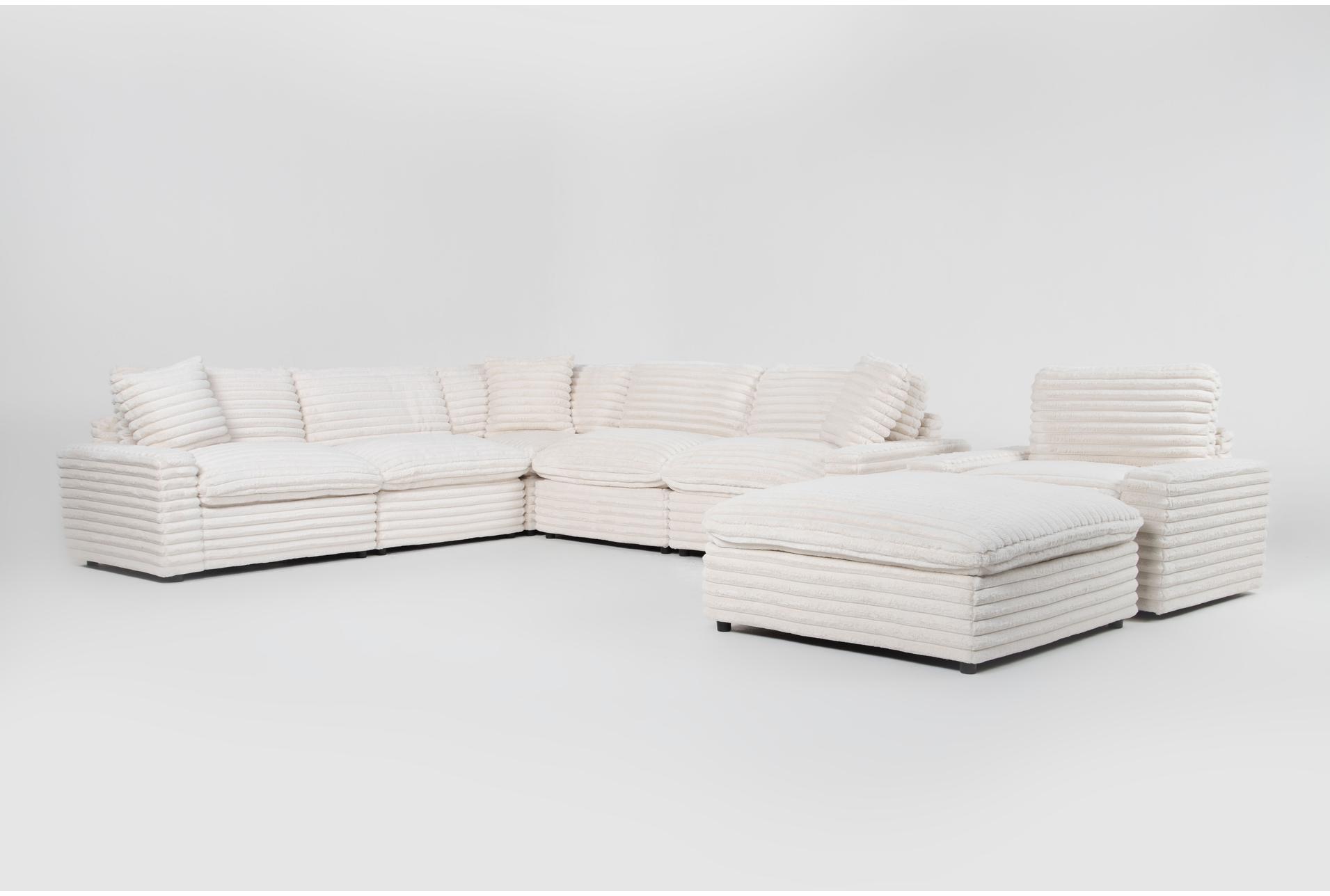 serenity fluffy cream corduroy oversized 5 piece l-shaped sectional swivel chair & cocktail ottoman 1 serenity fluffy cream corduroy oversized 5 piece l-shaped sectional swivel chair & cocktail ottoman