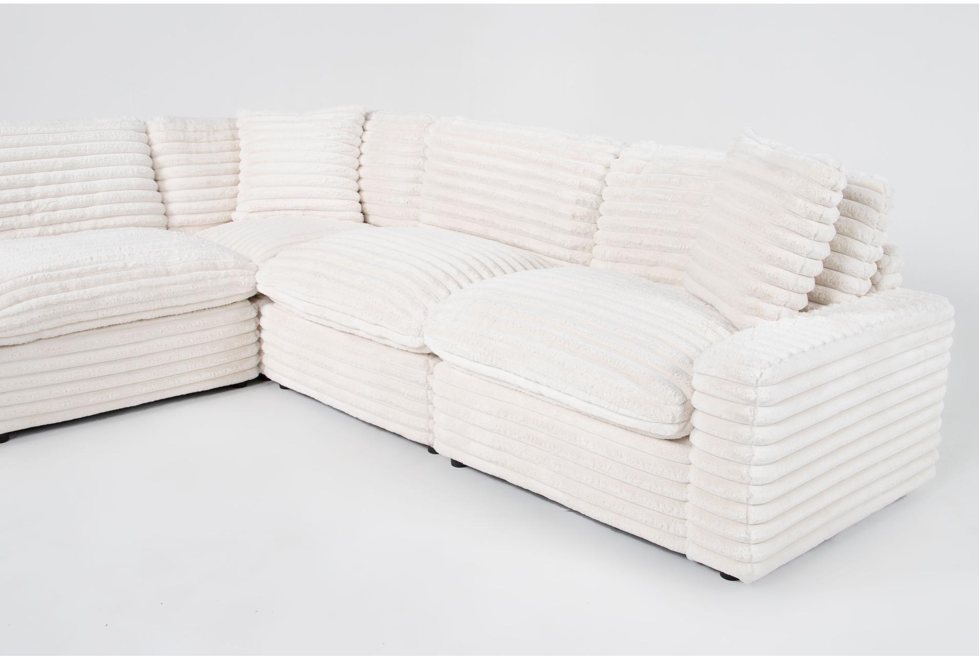 serenity fluffy cream corduroy oversized 5 piece l-shaped sectional swivel chair & cocktail ottoman 11 serenity fluffy cream corduroy oversized 5 piece l-shaped sectional swivel chair & cocktail ottoman