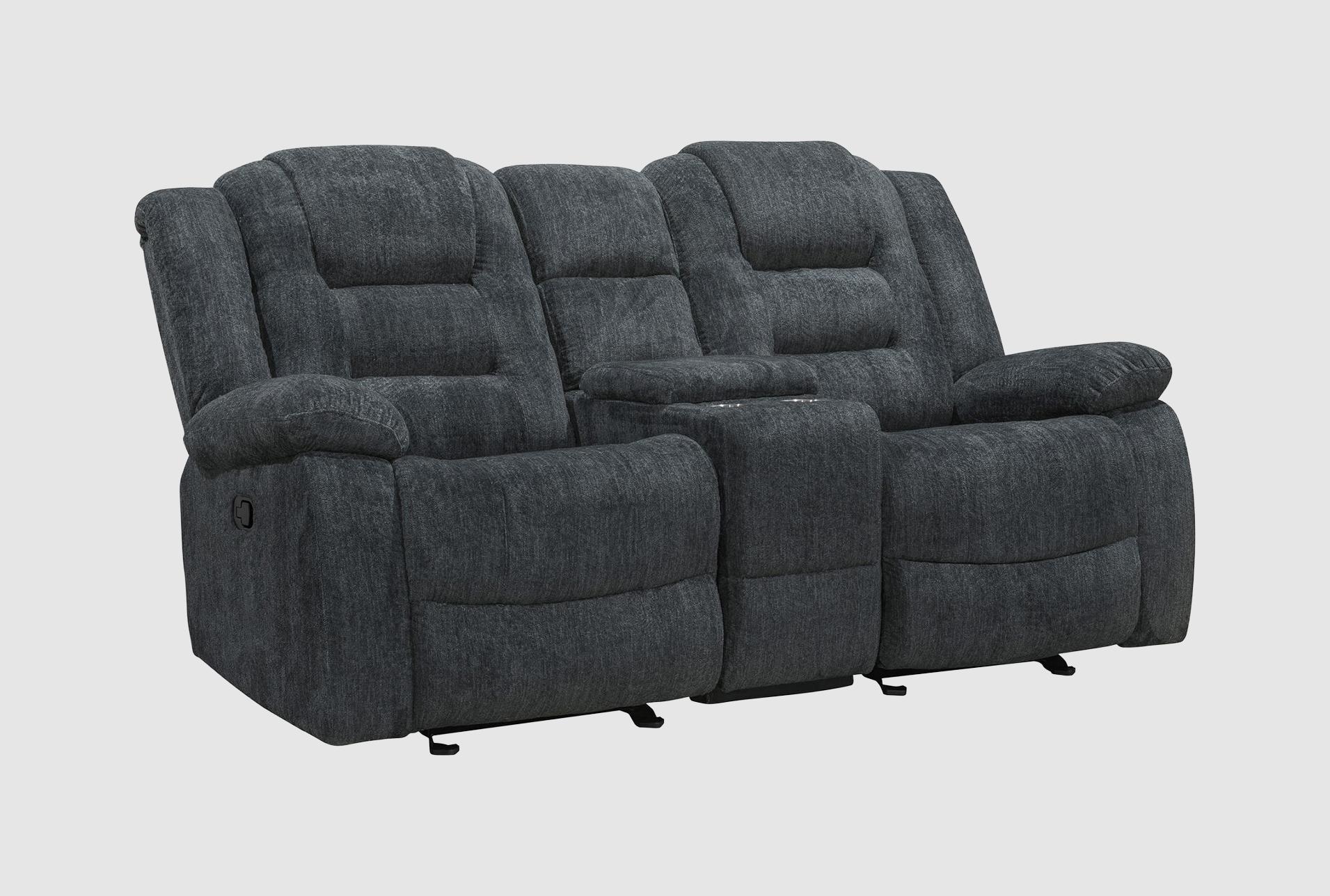 lance storm grey polyester 75" manual glider console loveseat | cup holders 1 lance storm grey polyester 75" manual glider console loveseat | cup holders