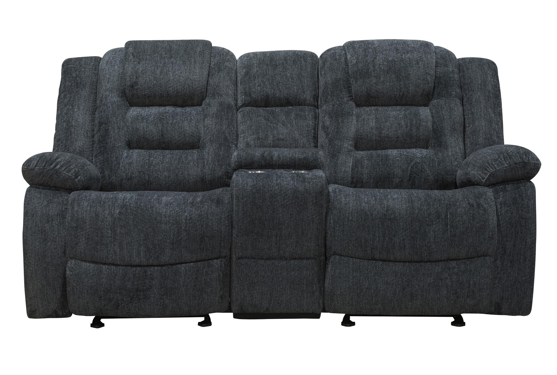 lance storm grey polyester 75" manual glider console loveseat | cup holders 6 lance storm grey polyester 75" manual glider console loveseat | cup holders