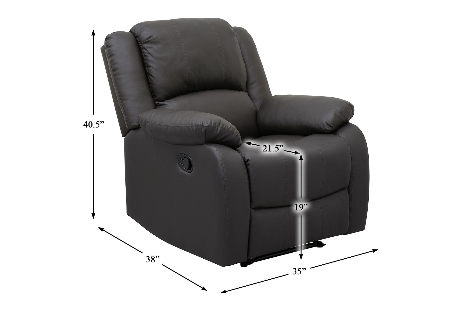 vinnie 35" dark brown faux leather manual recliner 14 vinnie 35" dark brown faux leather manual recliner