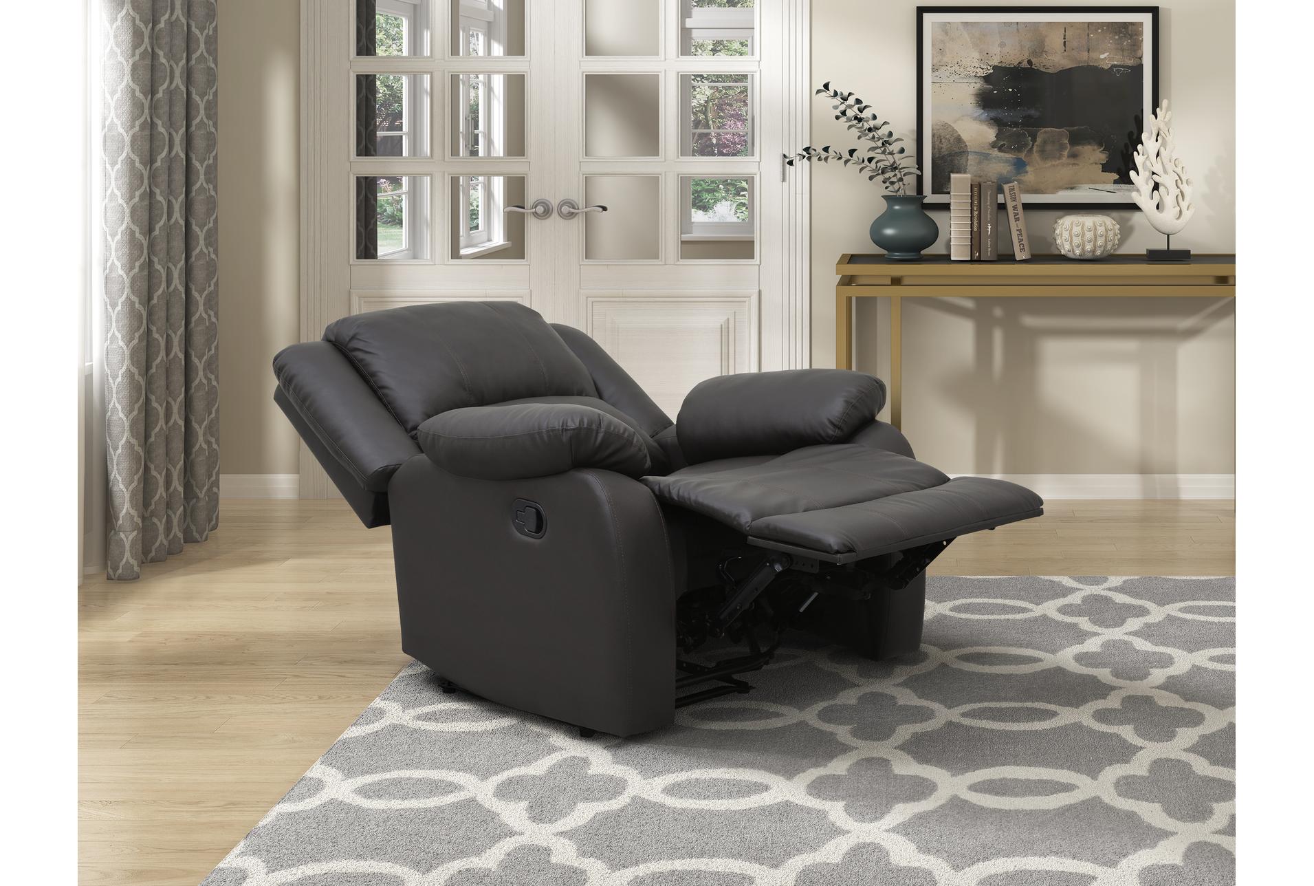 vinnie 35" dark brown faux leather manual recliner 18 vinnie 35" dark brown faux leather manual recliner