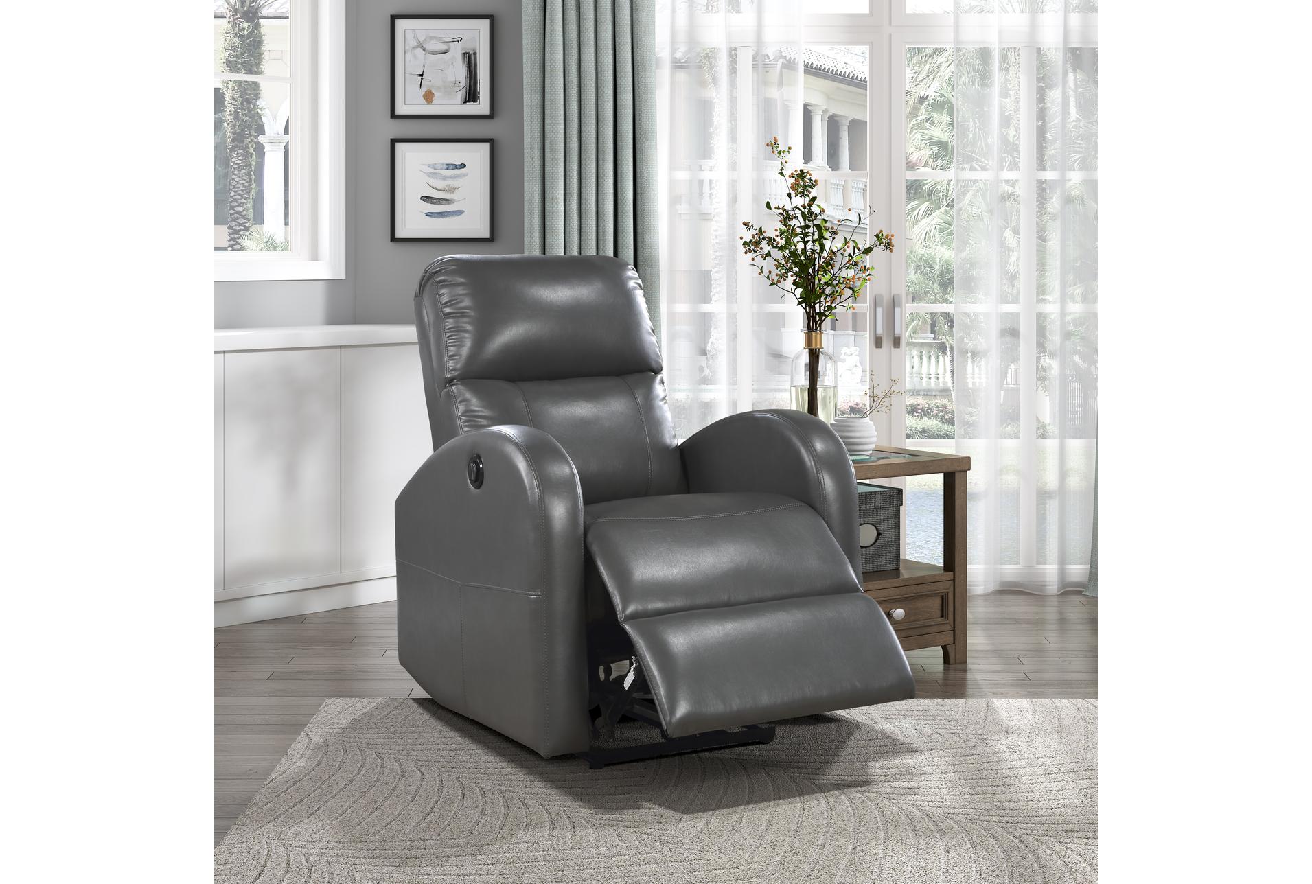 carlos 30" grey faux leather power recliner 16 carlos 30" grey faux leather power recliner