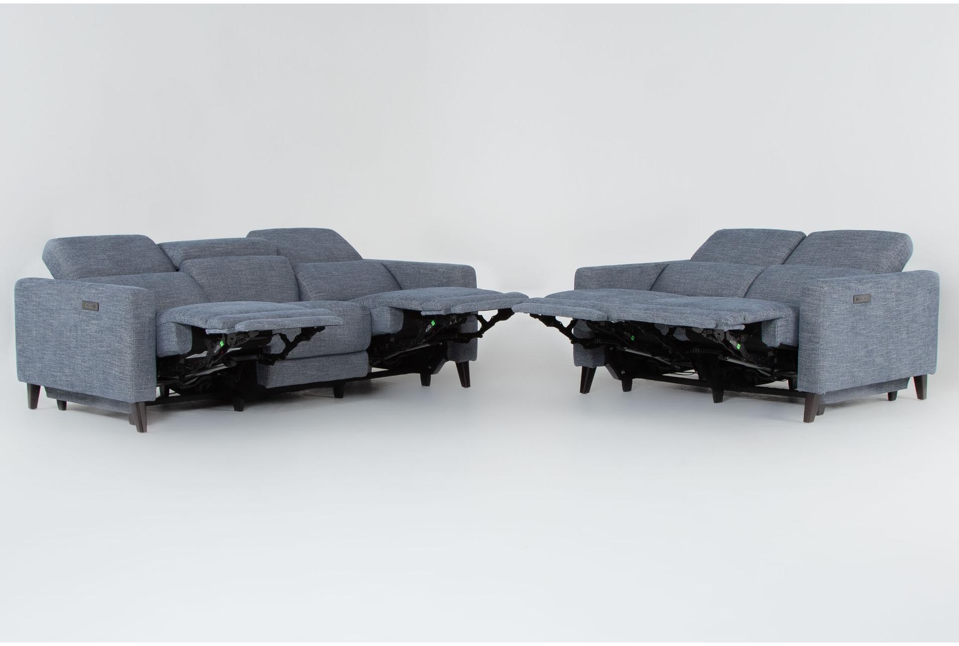 blake denim 2 piece power reclining sofa & loveseat set with power headrest & usb 13 blake denim 2 piece power reclining sofa & loveseat set with power headrest & usb