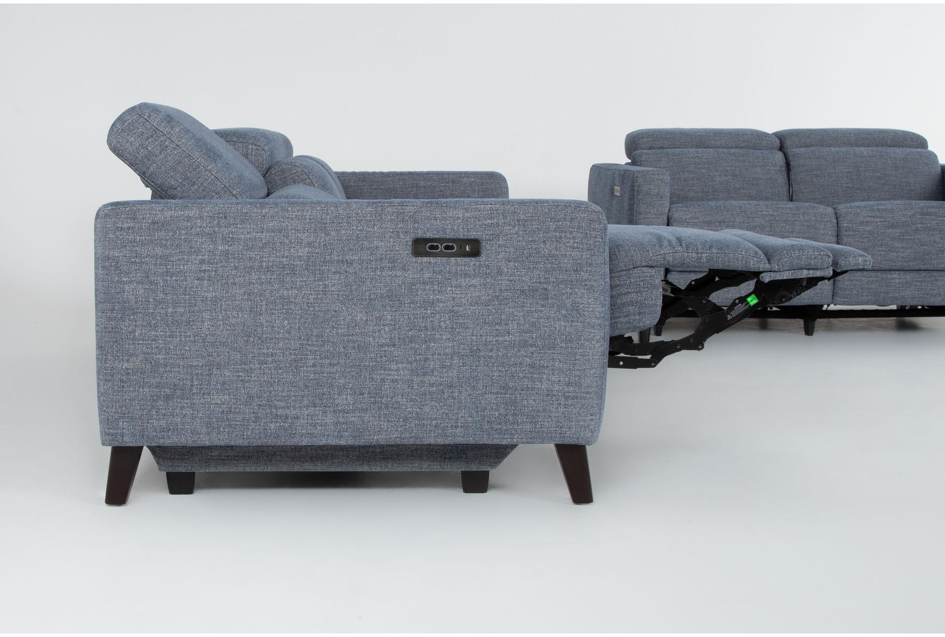 blake denim 2 piece power reclining sofa & loveseat set with power headrest & usb 15 blake denim 2 piece power reclining sofa & loveseat set with power headrest & usb