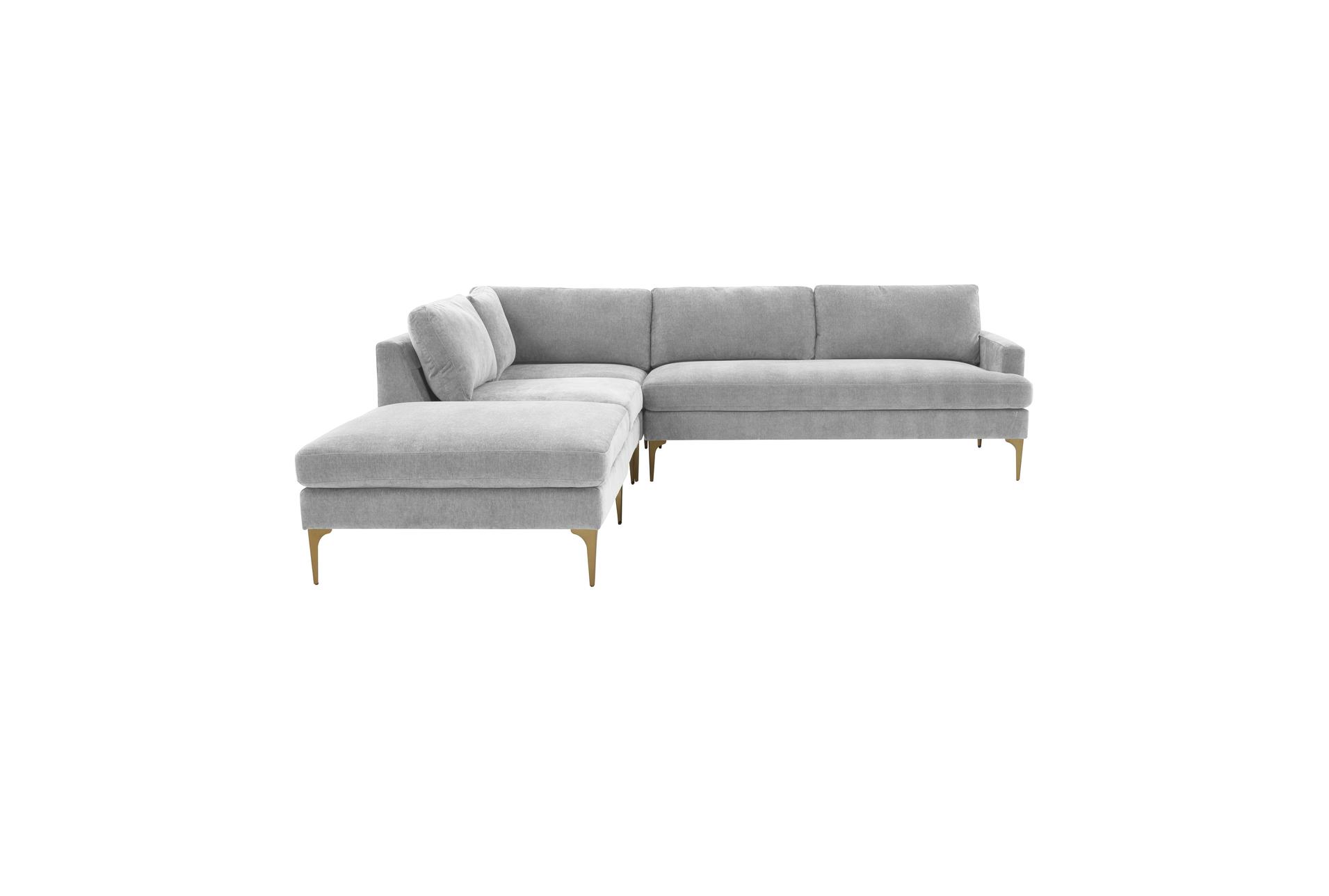 serena grey velvet fabric large left arm facing chaise sectional | modular 8 serena grey velvet fabric large left arm facing chaise sectional | modular