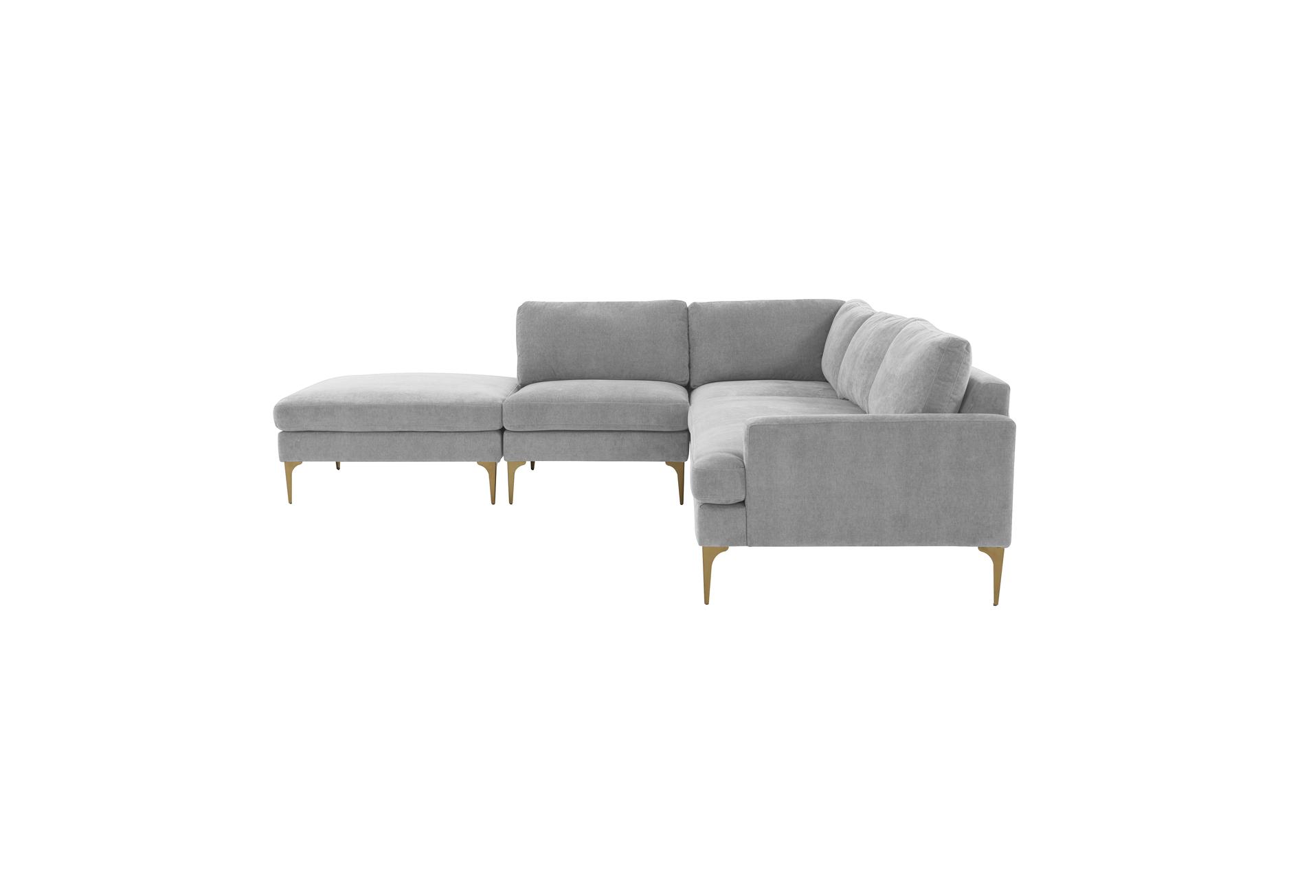 serena grey velvet fabric large left arm facing chaise sectional | modular 9 serena grey velvet fabric large left arm facing chaise sectional | modular