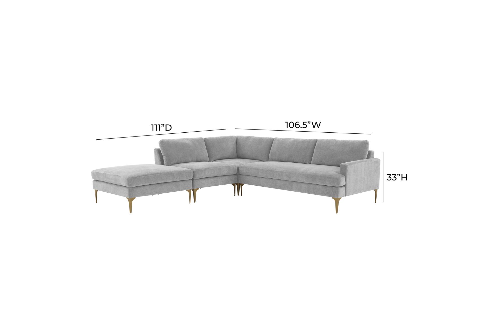 serena grey velvet fabric large left arm facing chaise sectional | modular 10 serena grey velvet fabric large left arm facing chaise sectional | modular