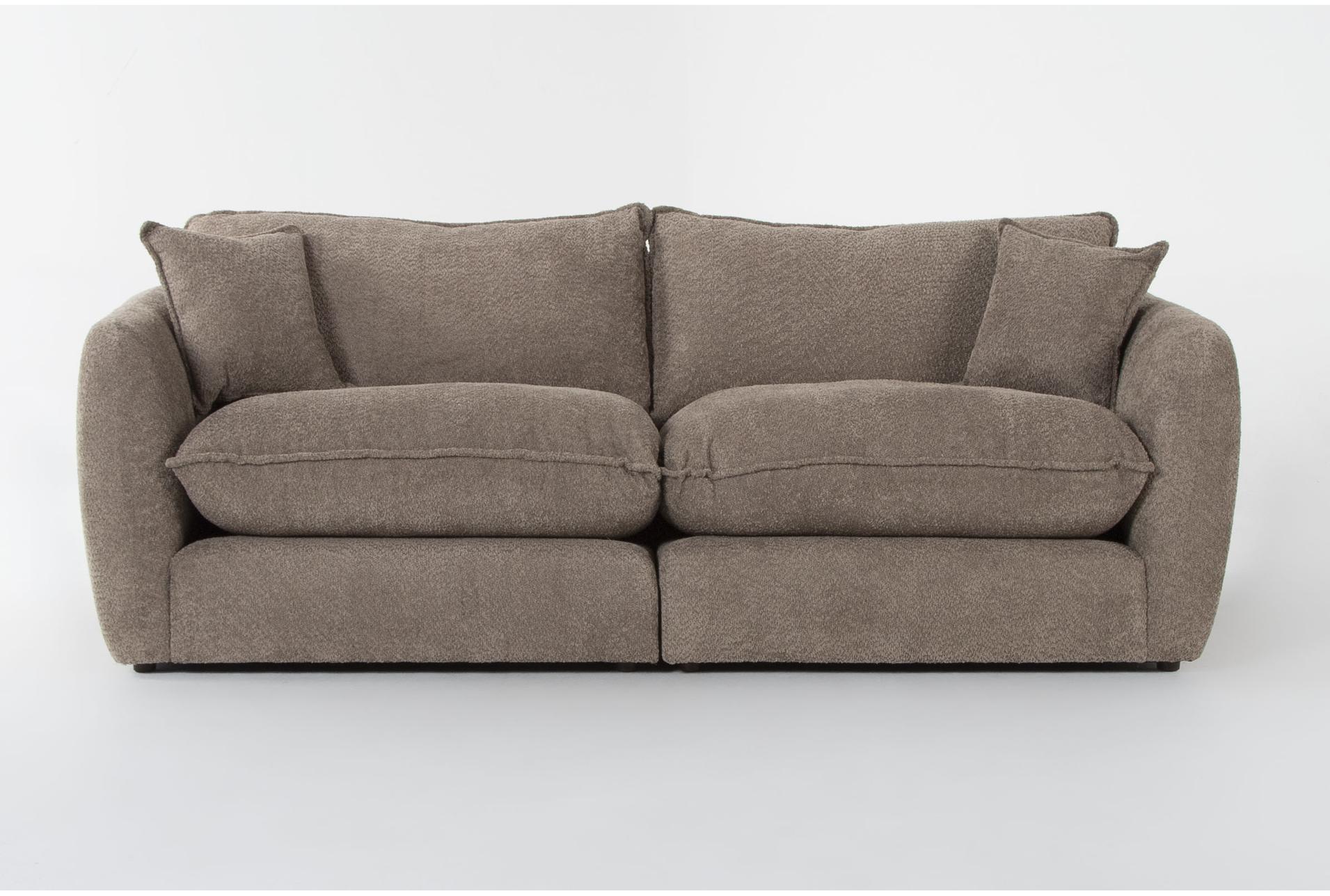 ruby mink brown boucle fabric modular 2 piece apartment sofa | loose reversible back 1 ruby mink brown boucle fabric modular 2 piece apartment sofa | loose reversible back