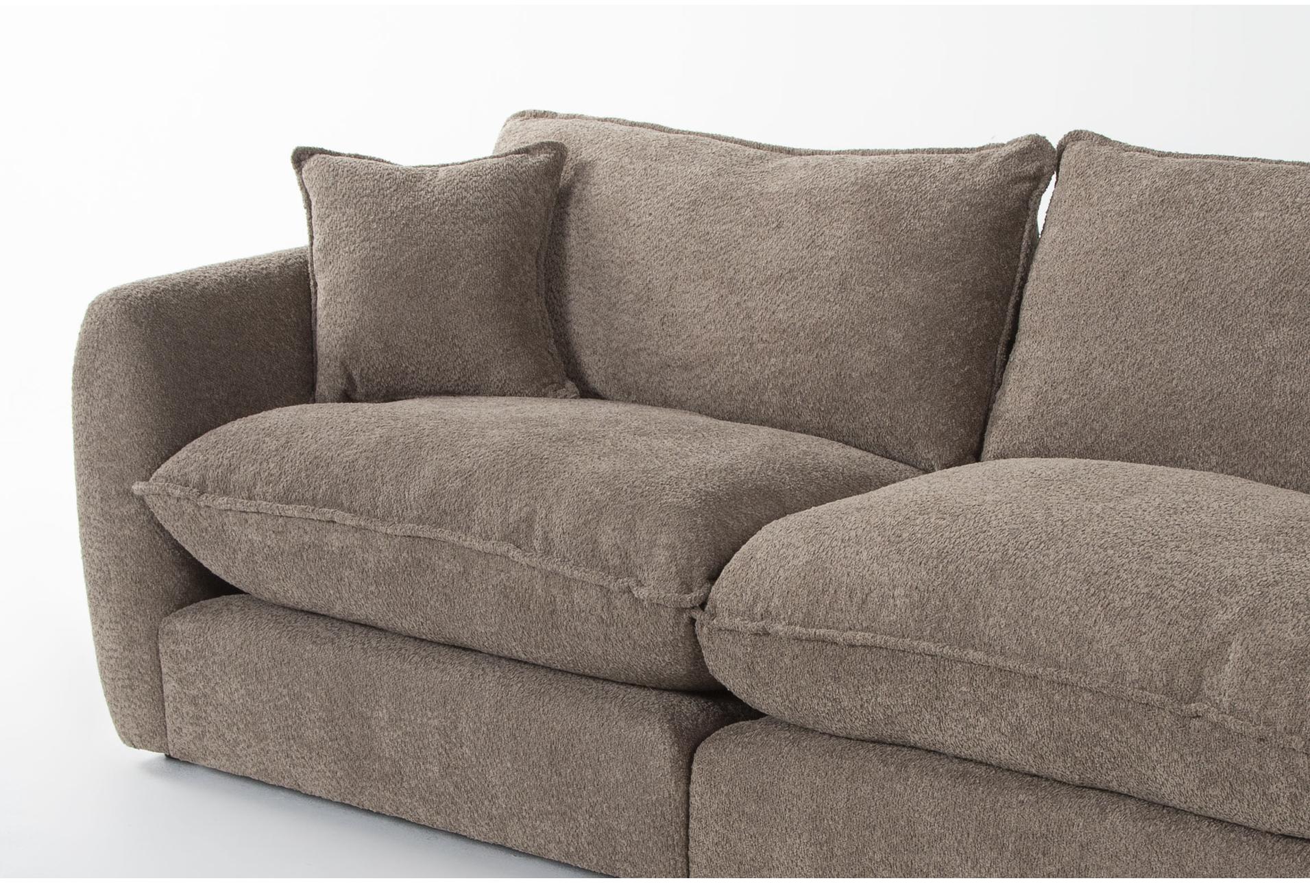 ruby mink brown boucle fabric modular 2 piece apartment sofa | loose reversible back 10 ruby mink brown boucle fabric modular 2 piece apartment sofa | loose reversible back