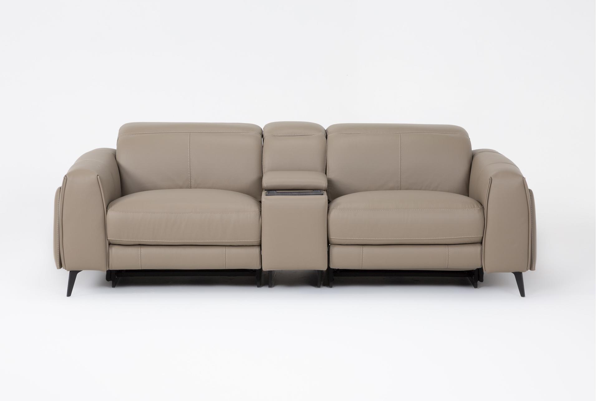 cullen taupe beige leather 91" 3 piece power zero gravity reclining modular console loveseat with power headrest storage hidden cupholders wireless charging & usb 1 cullen taupe beige leather 91" 3 piece power zero gravity reclining modular console loveseat with power headrest storage hidden cupholders wireless charging & usb
