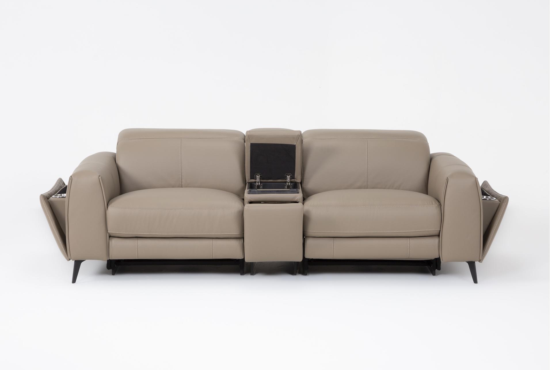 cullen taupe beige leather 91" 3 piece power zero gravity reclining modular console loveseat with power headrest storage hidden cupholders wireless charging & usb 21 cullen taupe beige leather 91" 3 piece power zero gravity reclining modular console loveseat with power headrest storage hidden cupholders wireless charging & usb