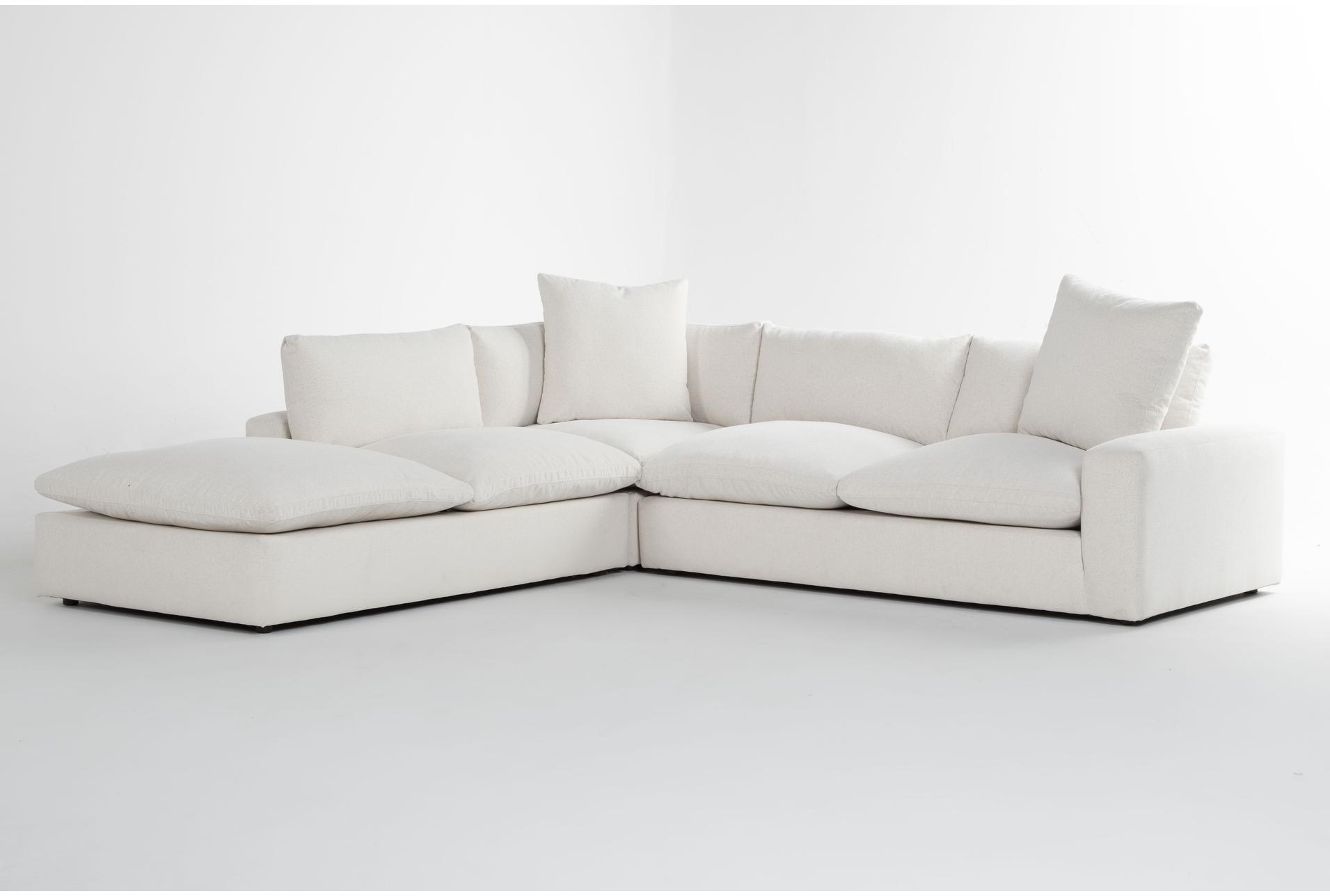paloma cotton white beige fabric 3 piece modular sectional with left arm facing bumper chaise 1 paloma cotton white beige fabric 3 piece modular sectional with left arm facing bumper chaise