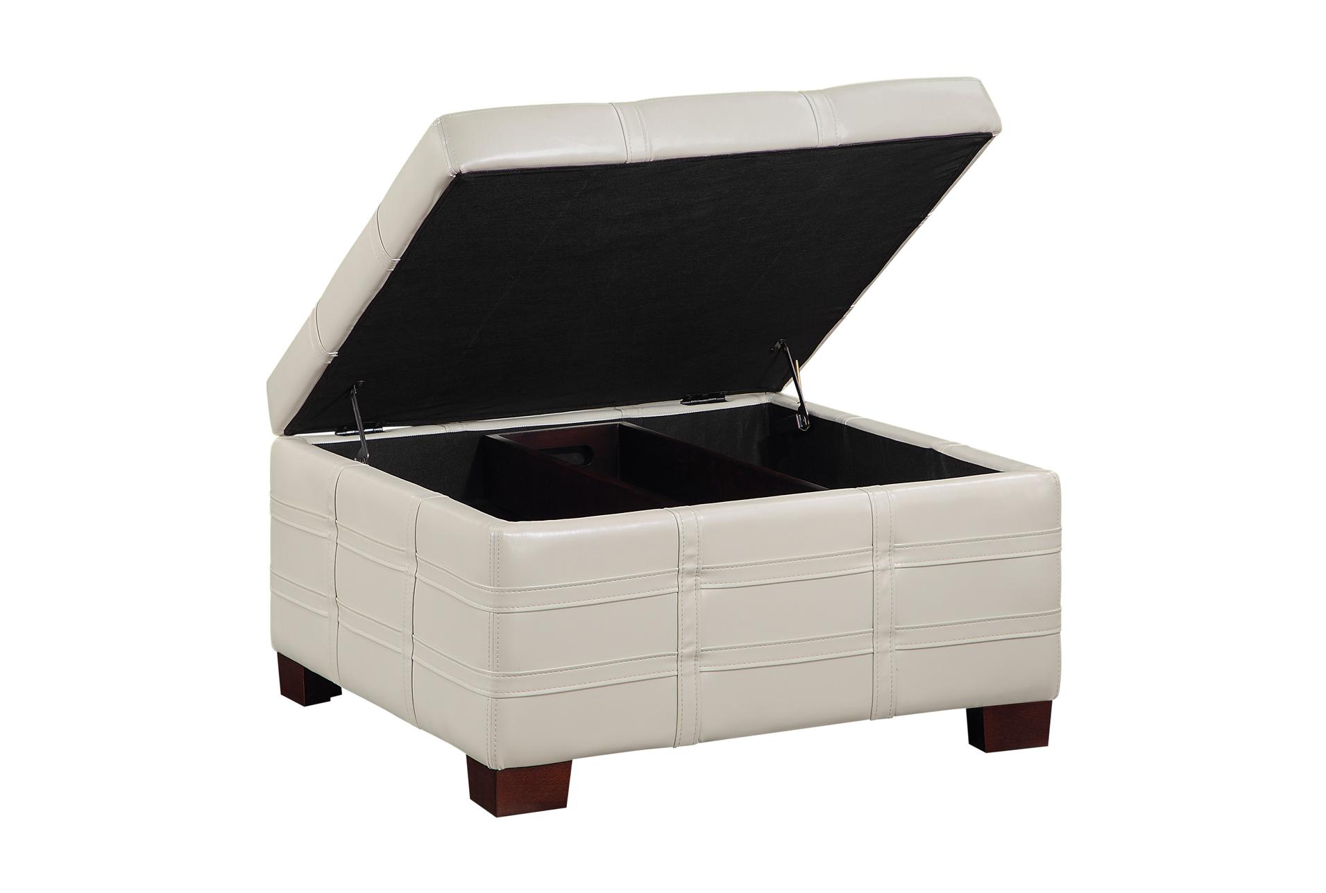 detour strap square wood storage ottoman in cream faux leather 6 detour strap square wood storage ottoman in cream faux leather