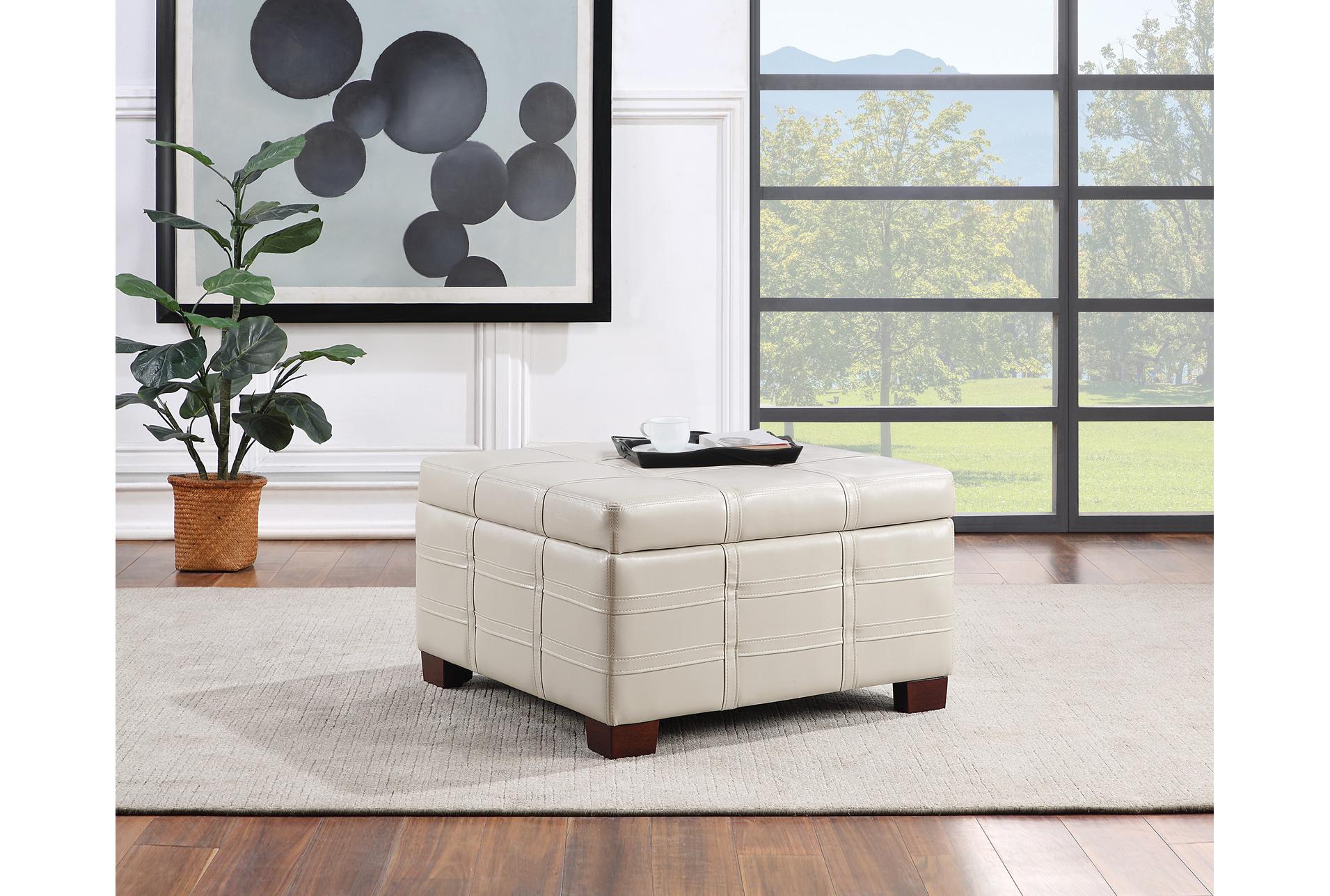 detour strap square wood storage ottoman in cream faux leather 7 detour strap square wood storage ottoman in cream faux leather