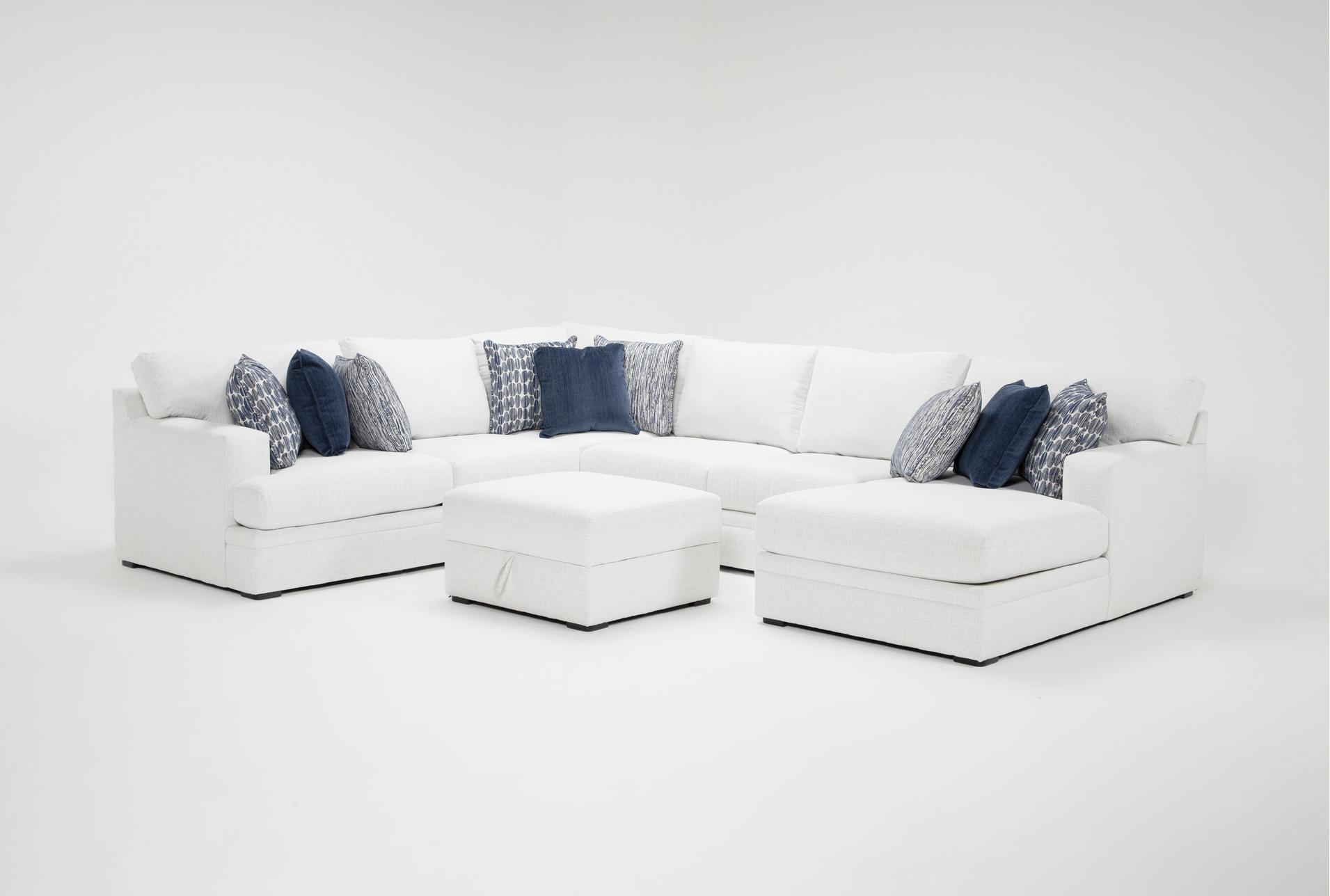 anacapa natural ivory fabric 141" 4 piece sectional with right arm facing chaise & ottoman 1 anacapa natural ivory fabric 141" 4 piece sectional with right arm facing chaise & ottoman