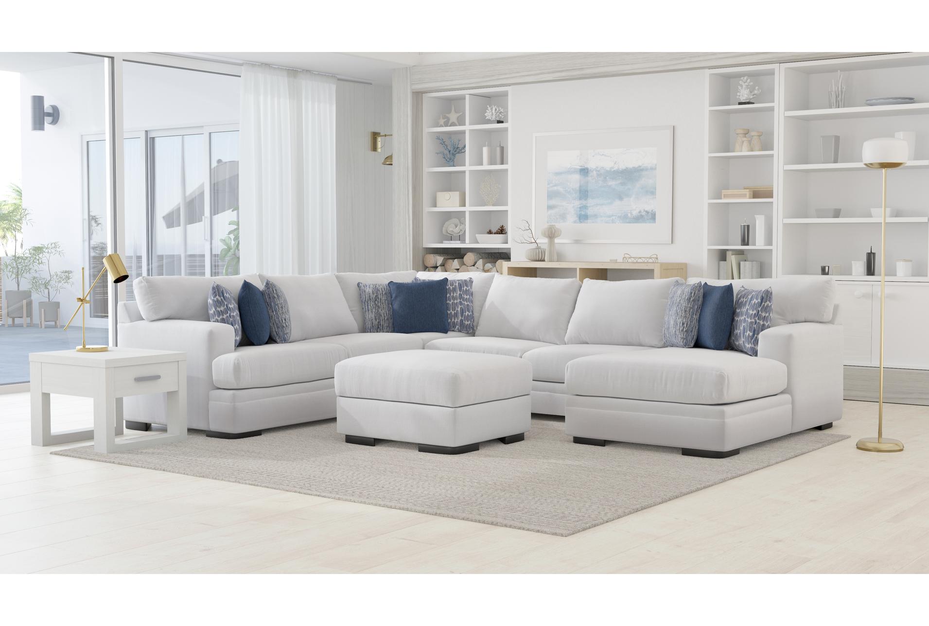 anacapa natural ivory fabric 141" 4 piece sectional with right arm facing chaise & ottoman 22 anacapa natural ivory fabric 141" 4 piece sectional with right arm facing chaise & ottoman