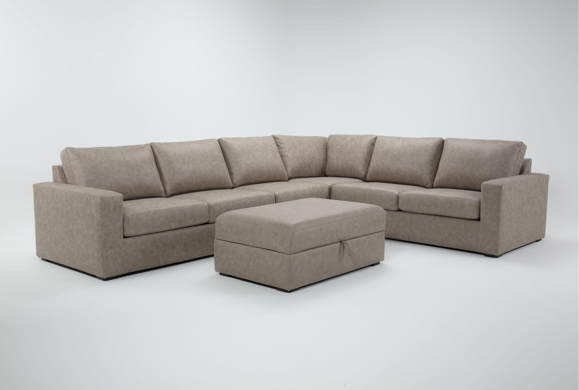 araceli ii taupe beige brown vegan faux leather 4 piece sectional & ottoman | fabric | reversible 1 araceli ii taupe beige brown vegan faux leather 4 piece sectional & ottoman | fabric | reversible