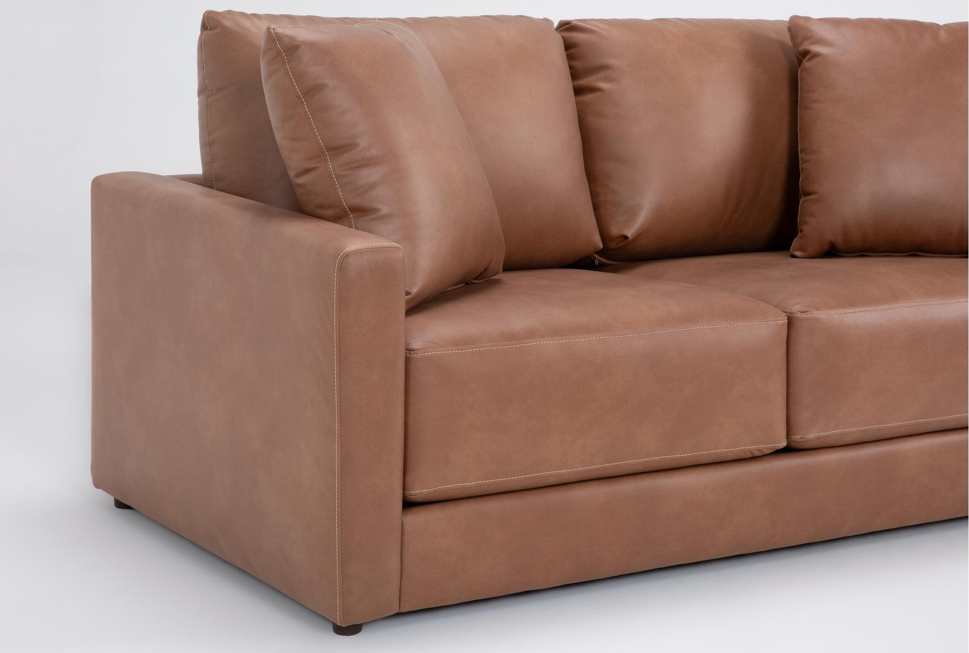 alicia saddle brown vegan faux leather 72" loveseat | fabric | loose reversible back 10 alicia saddle brown vegan faux leather 72" loveseat | fabric | loose reversible back