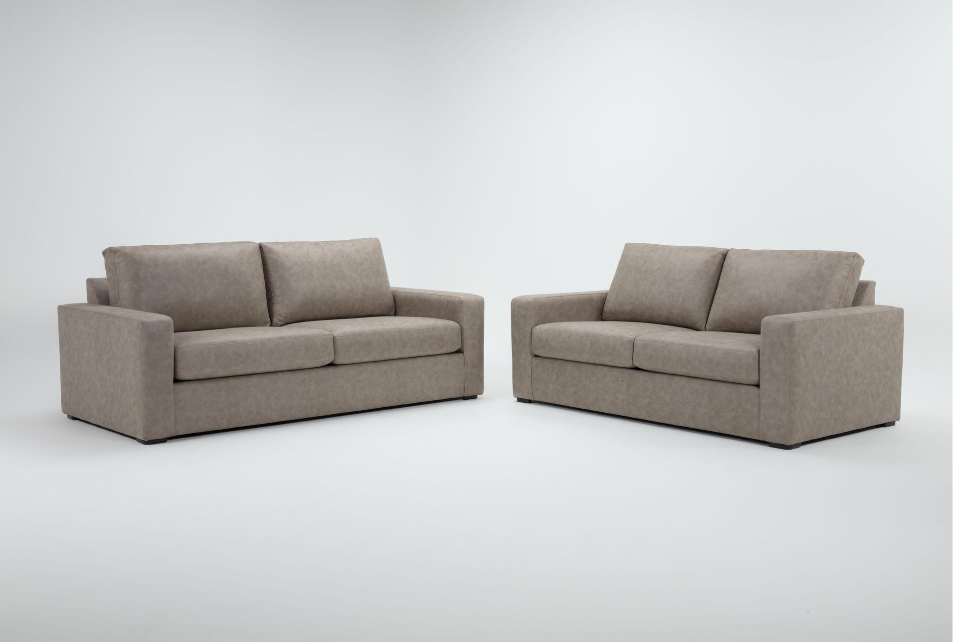 araceli ii taupe beige brown vegan faux leather 2 piece condo 86" queen sleeper sofa & loveseat set 1 araceli ii taupe beige brown vegan faux leather 2 piece condo 86" queen sleeper sofa & loveseat set