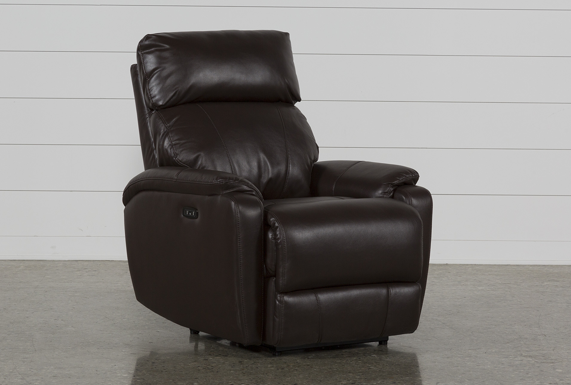 connie espresso brown power wallaway recliner with power headrest & usb | wall hugger