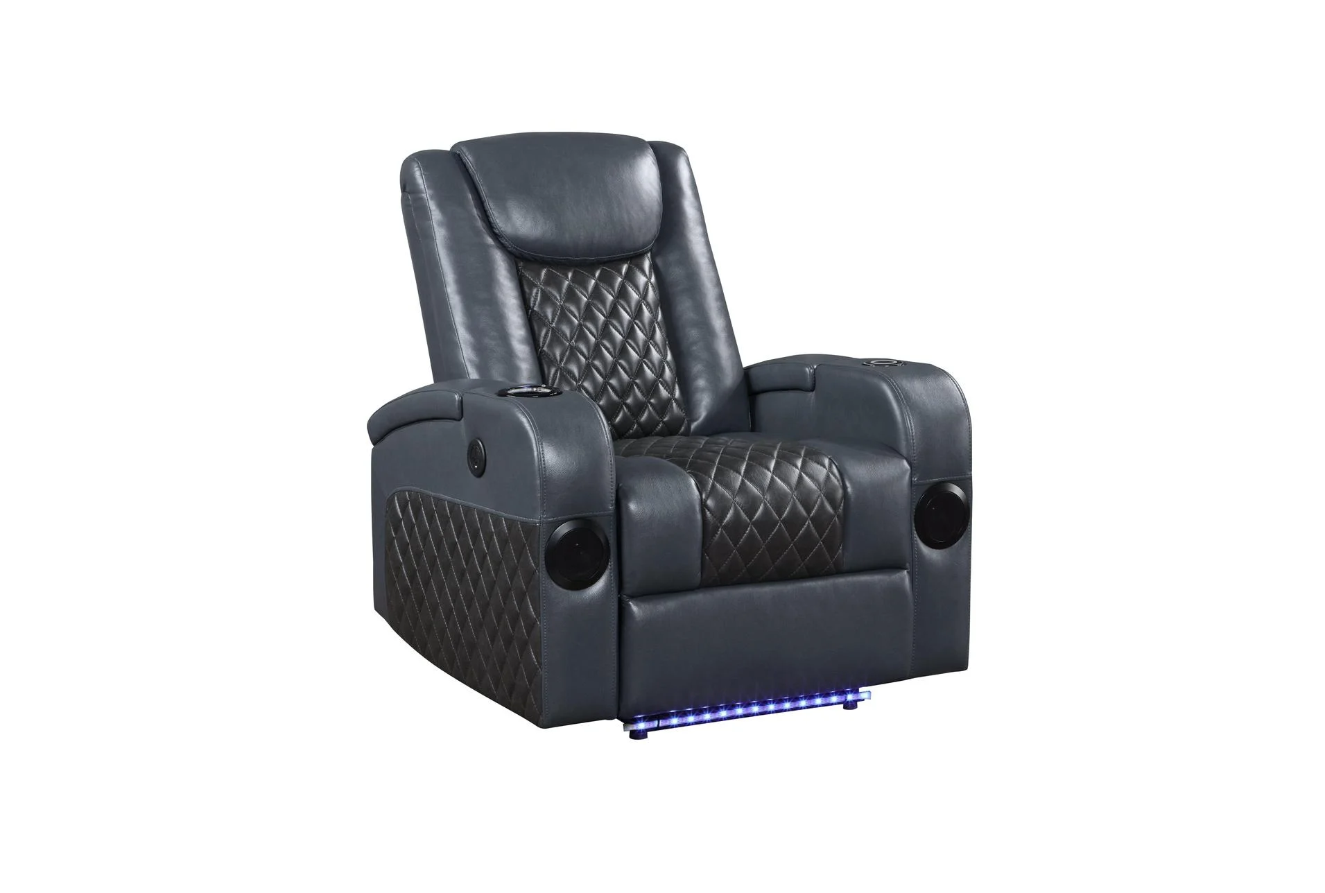 alair blue leather power 35" recliner w/bluetooth speaker & cooling cup holder 1 alair blue leather power 35" recliner w/bluetooth speaker & cooling cup holder