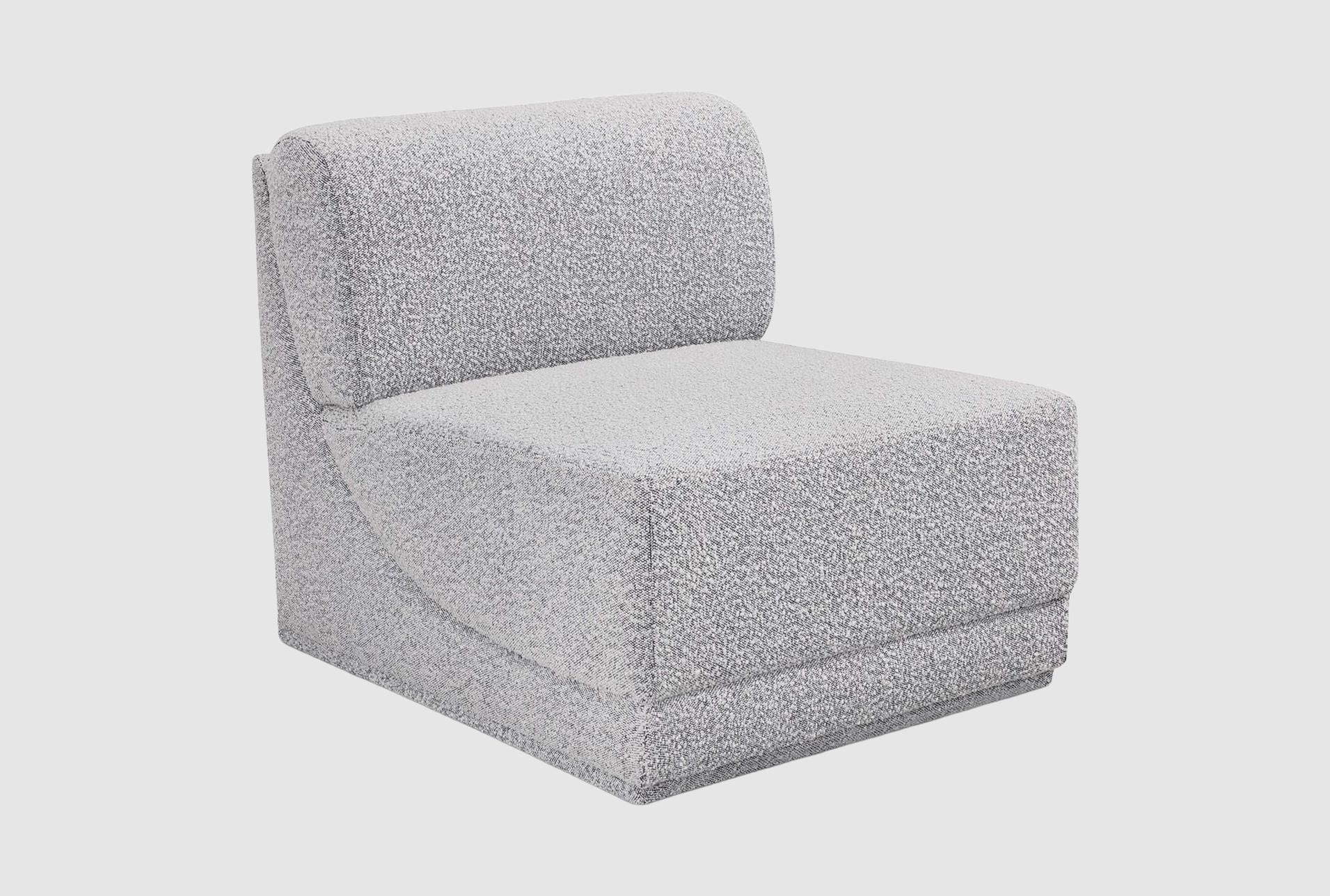 major grey boucle fabric armless chair 1 major grey boucle fabric armless chair