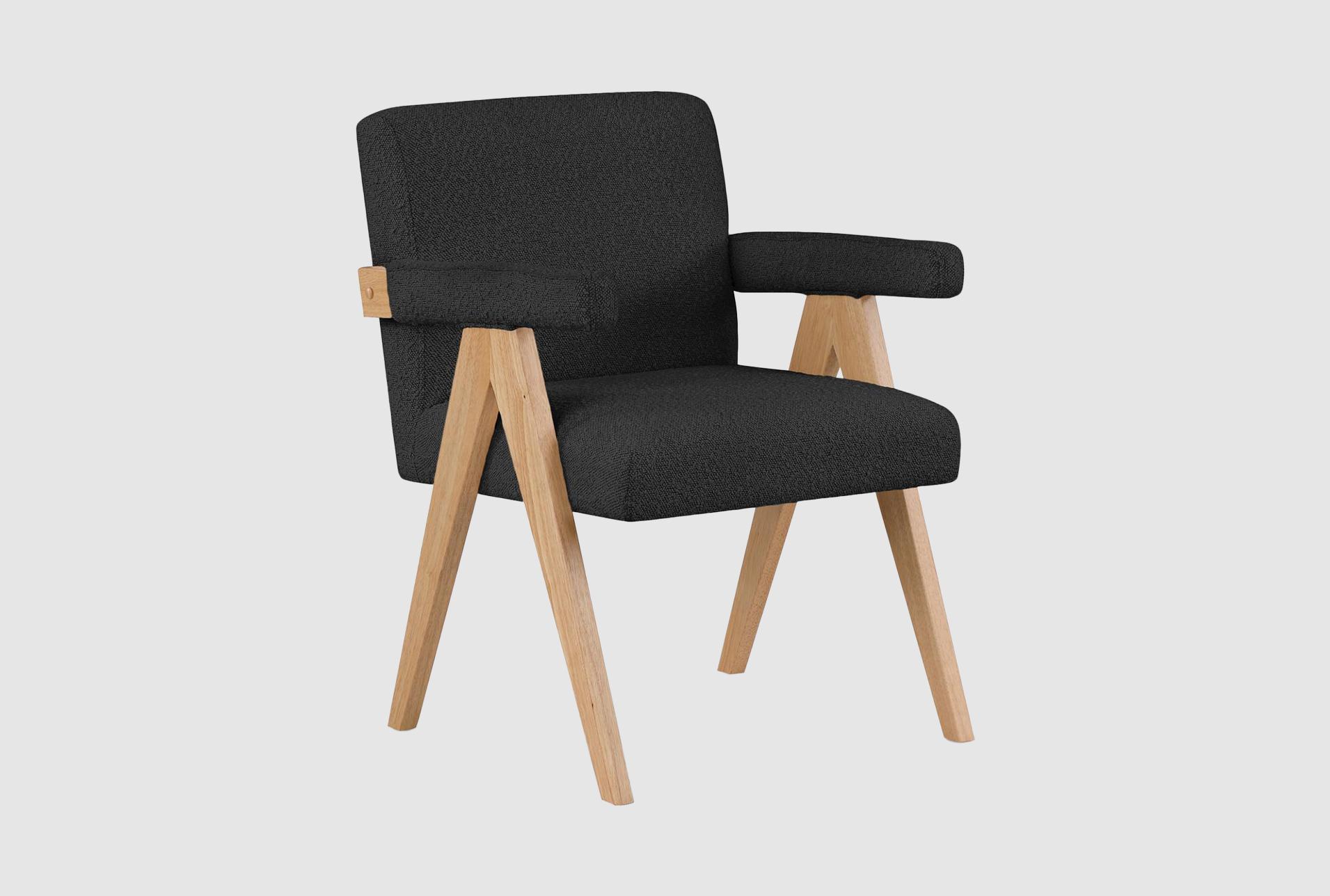 woodloch black boucle fabric accent chair with arms