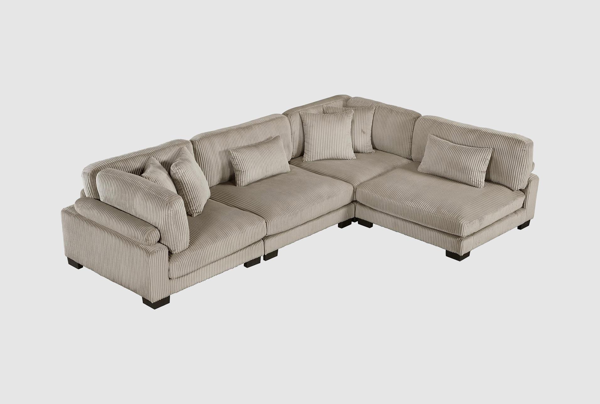 ellery brown corduroy 4-piece modular sectional | fabric | reversible | loose reversible back 1 ellery brown corduroy 4-piece modular sectional | fabric | reversible | loose reversible back