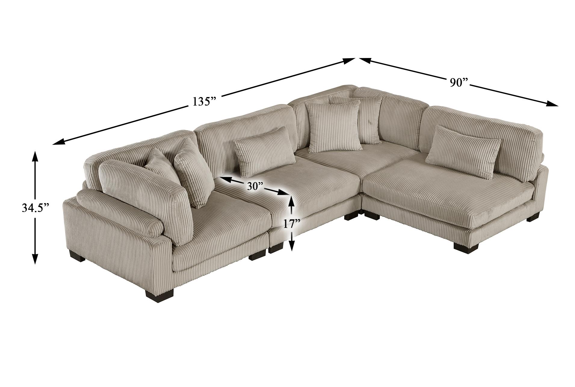 ellery brown corduroy 4-piece modular sectional | fabric | reversible | loose reversible back 24 ellery brown corduroy 4-piece modular sectional | fabric | reversible | loose reversible back