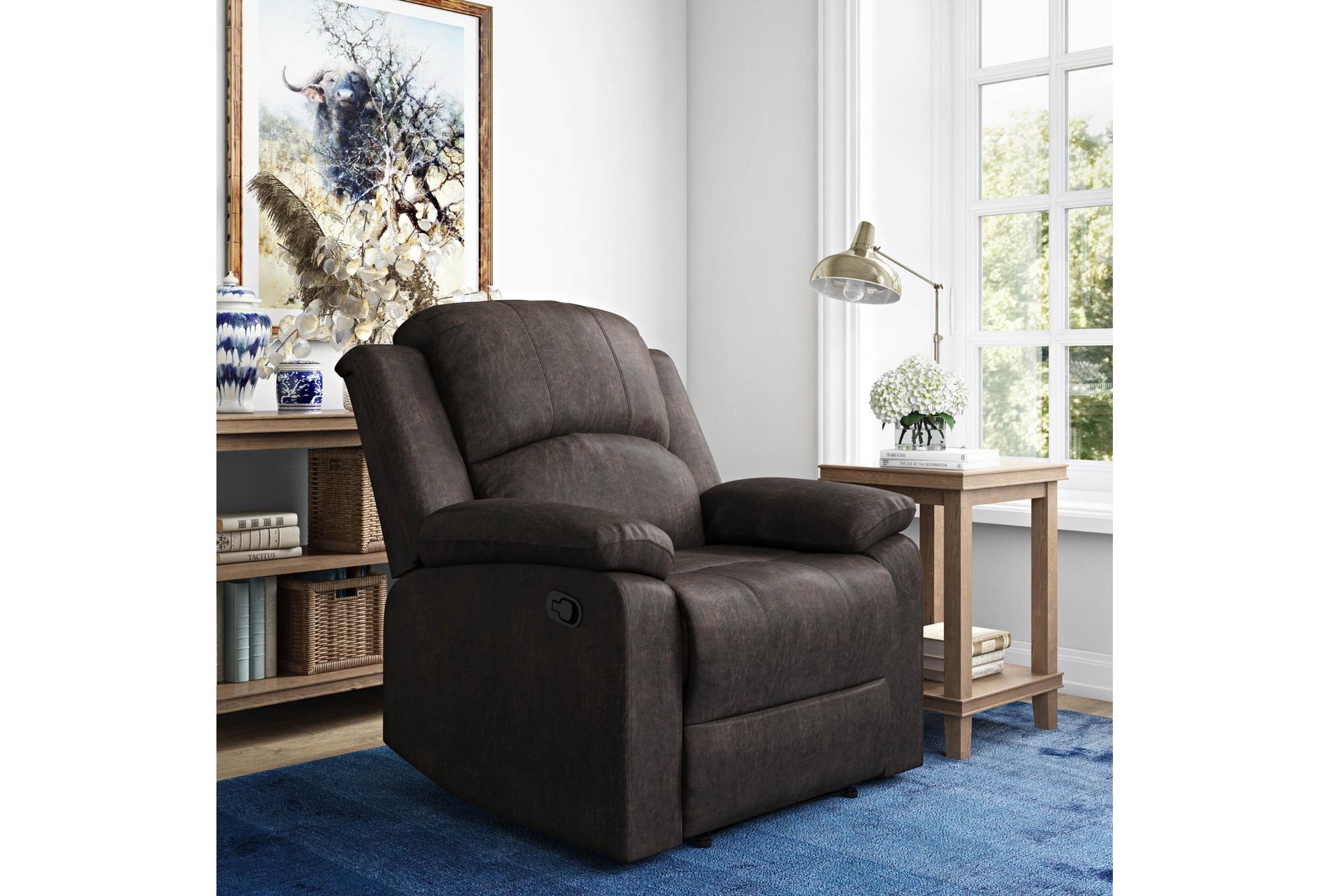 derby java faux suede 66" manual oversized recliner with adjustable headrest 20 derby java faux suede 66" manual oversized recliner with adjustable headrest