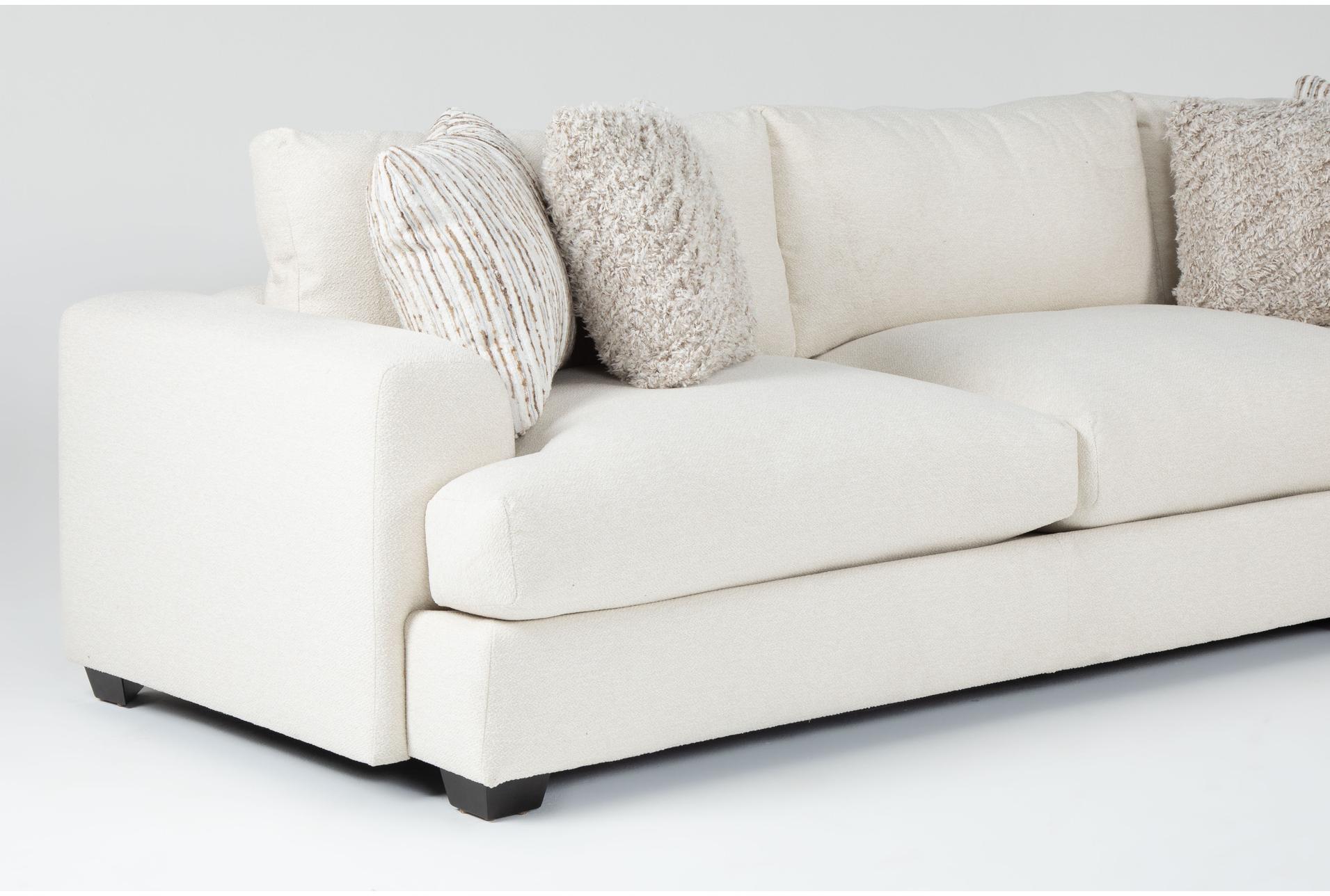 cataleya ivory beige boucle fabric 129" 3 piece left arm facing sectional with ottoman 12 cataleya ivory beige boucle fabric 129" 3 piece left arm facing sectional with ottoman