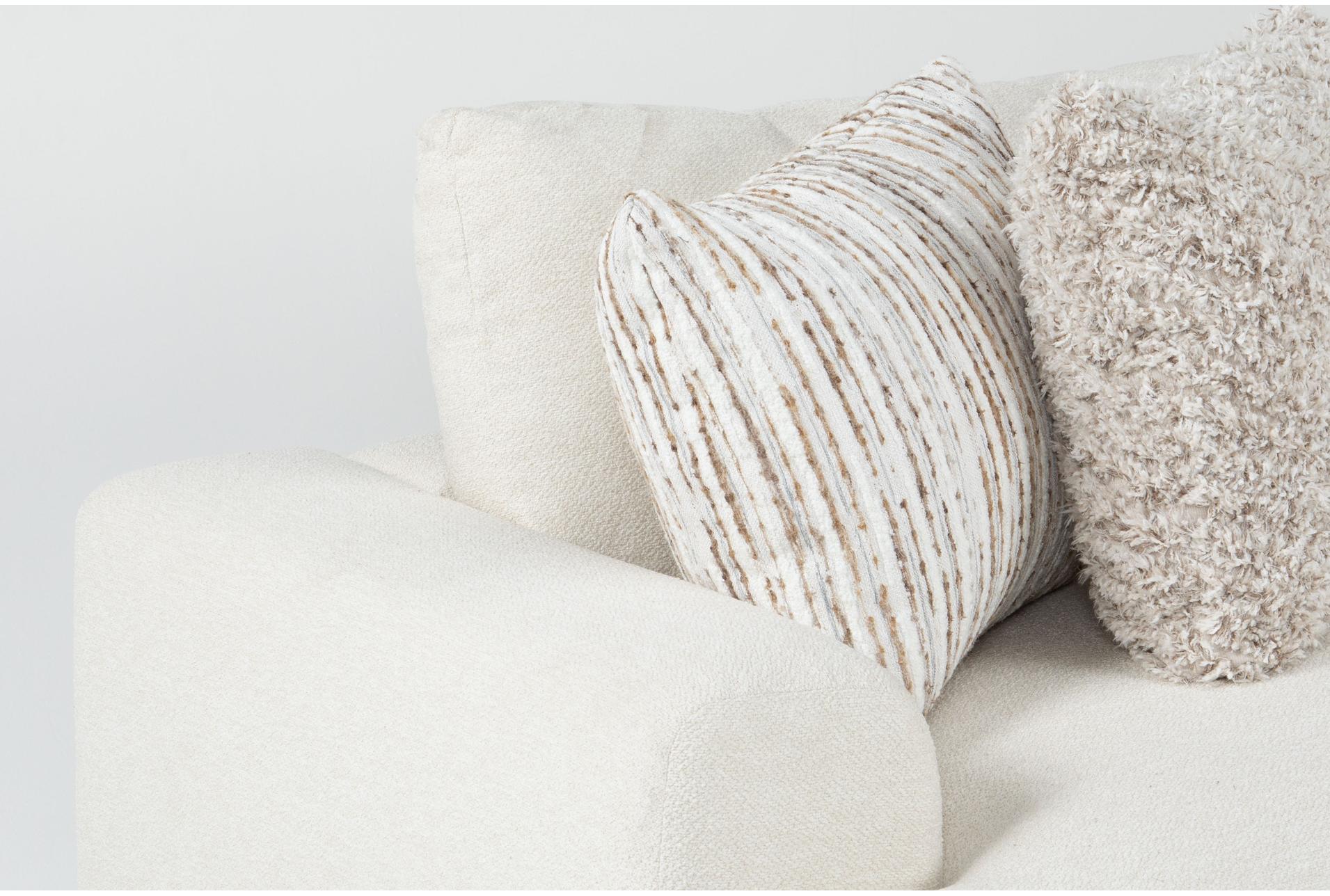 cataleya ivory beige boucle fabric 129" 3 piece left arm facing sectional with ottoman 13 cataleya ivory beige boucle fabric 129" 3 piece left arm facing sectional with ottoman