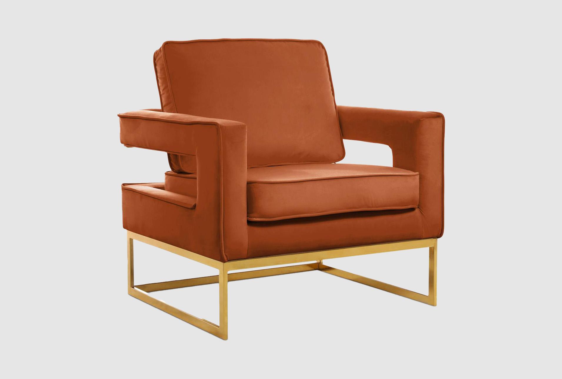 noah cognac velvet accent chair 1 noah cognac velvet accent chair