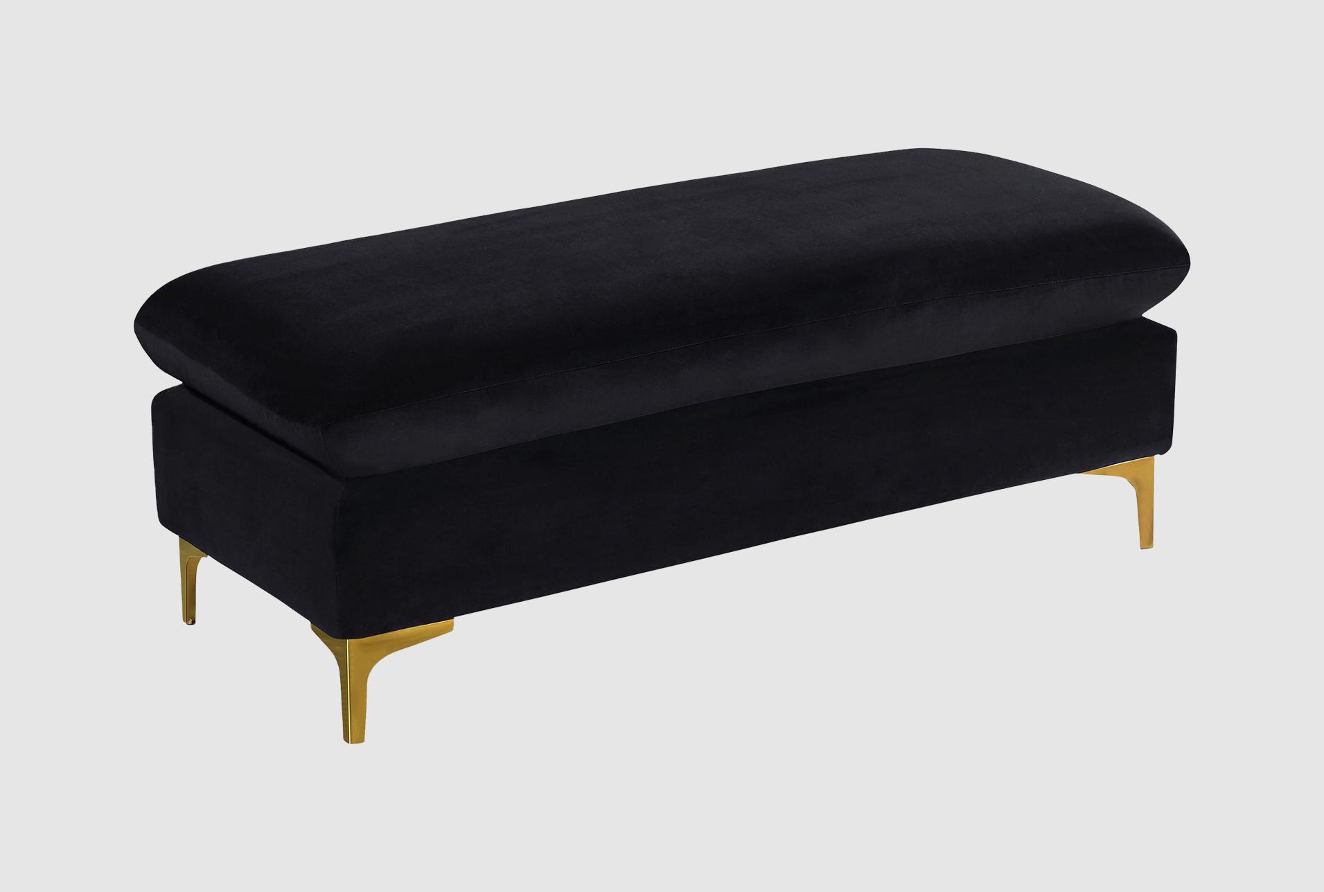 naomi black velvet upholstered ottoman | rectangle 1 naomi black velvet upholstered ottoman | rectangle