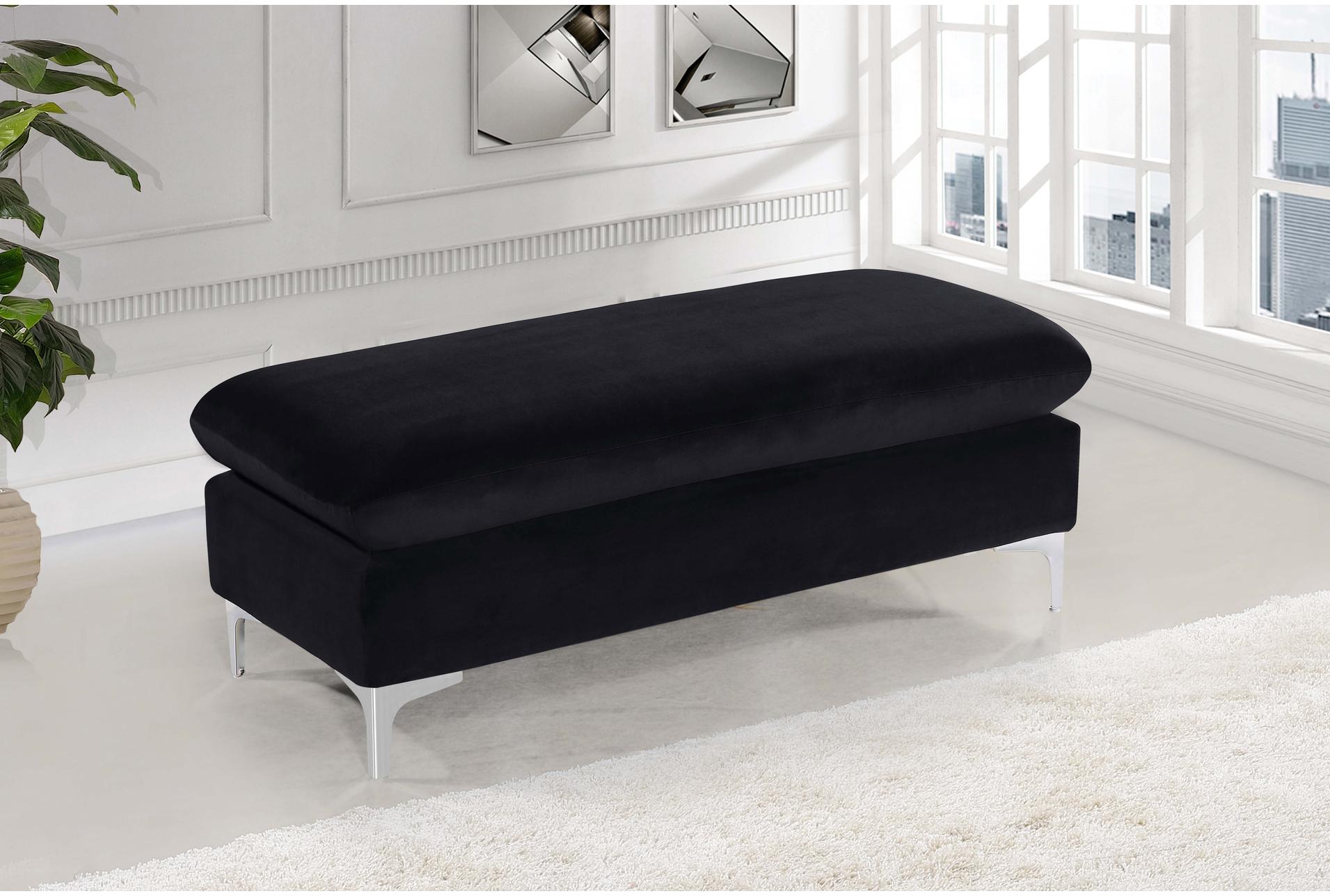 naomi black velvet upholstered ottoman | rectangle 8 naomi black velvet upholstered ottoman | rectangle