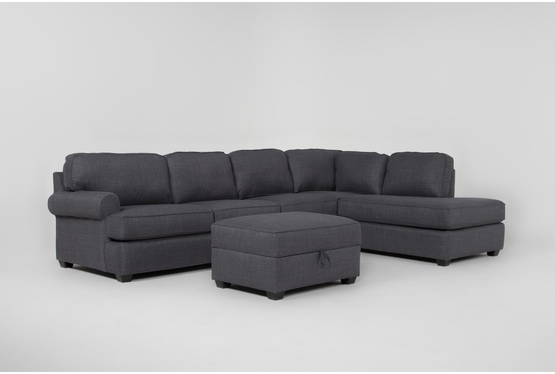 hampstead ii blue 140" 2 piece sectional with left arm facing sleeper sofa + right arm facing corner chaise & ottoman 1 hampstead ii blue 140" 2 piece sectional with left arm facing sleeper sofa + right arm facing corner chaise & ottoman