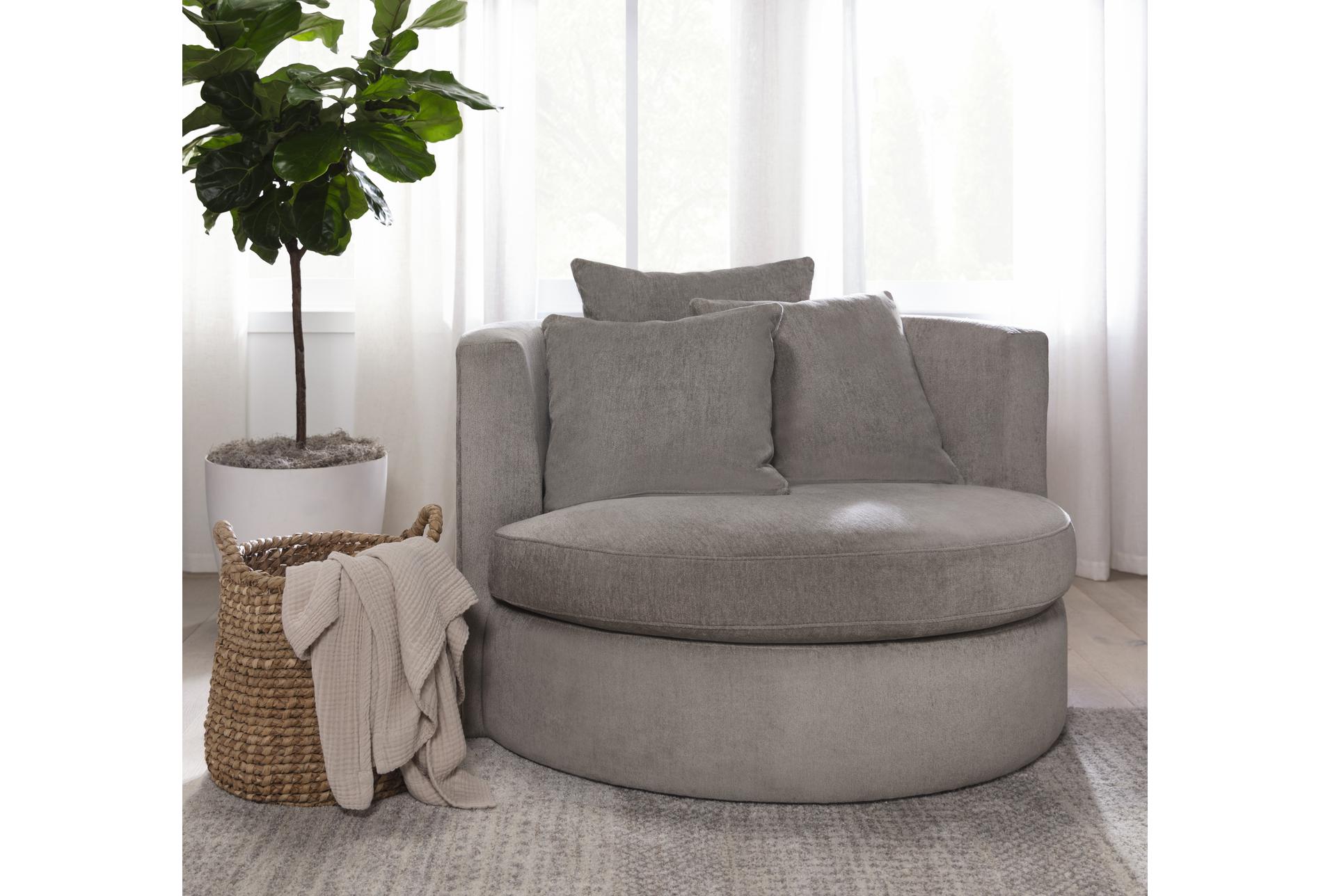 gibson fog grey chenille 49" fabric oversized swivel cuddler | armchair | with arms | lounge | with arms 16 gibson fog grey chenille 49" fabric oversized swivel cuddler | armchair | with arms | lounge | with arms