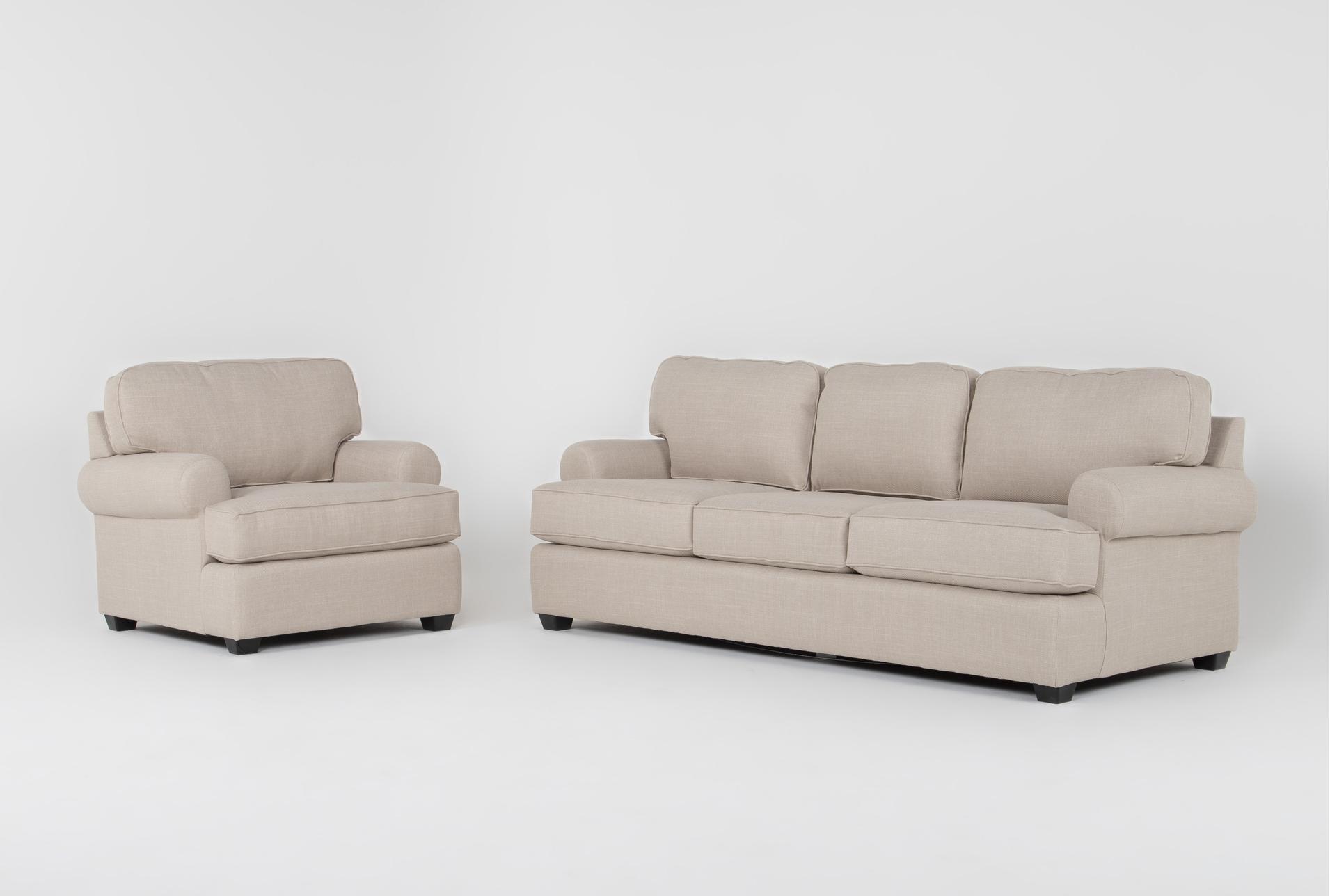 hampstead ii linen beige 2 piece sofa & chair set 1 hampstead ii linen beige 2 piece sofa & chair set